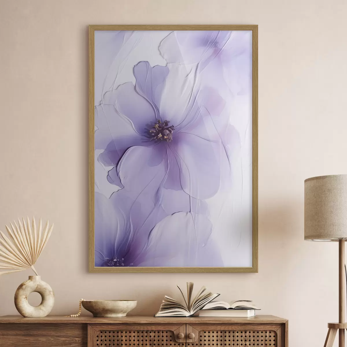 Poster Verfijnde bloemen met gedetailleerde details en een witte achtergrond met textuur f49762