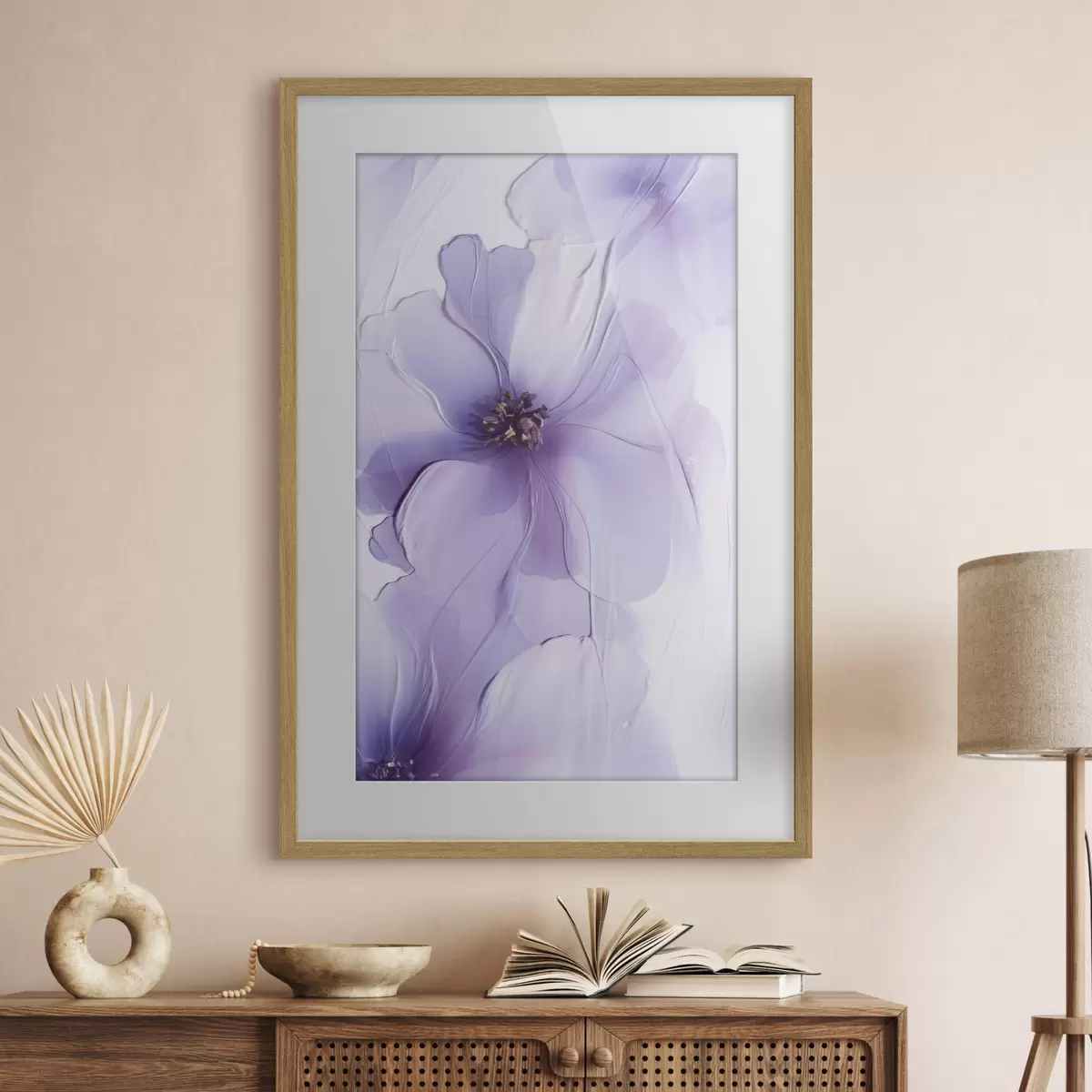 Poster Verfijnde bloemen met gedetailleerde details en een witte achtergrond met textuur f49762