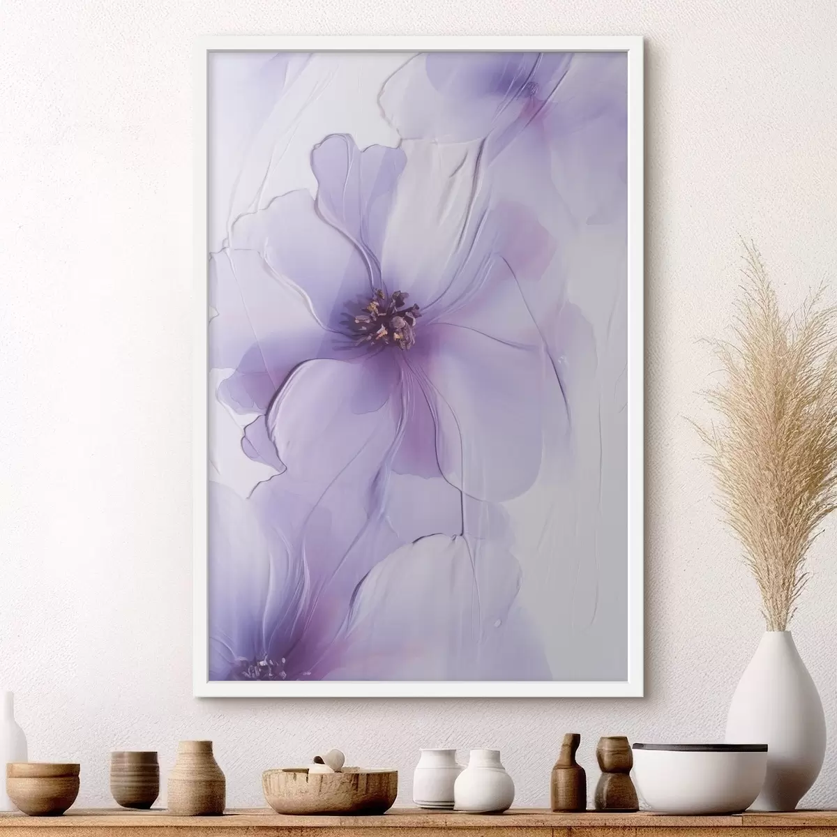 Poster Verfijnde bloemen met gedetailleerde details en een witte achtergrond met textuur f49762