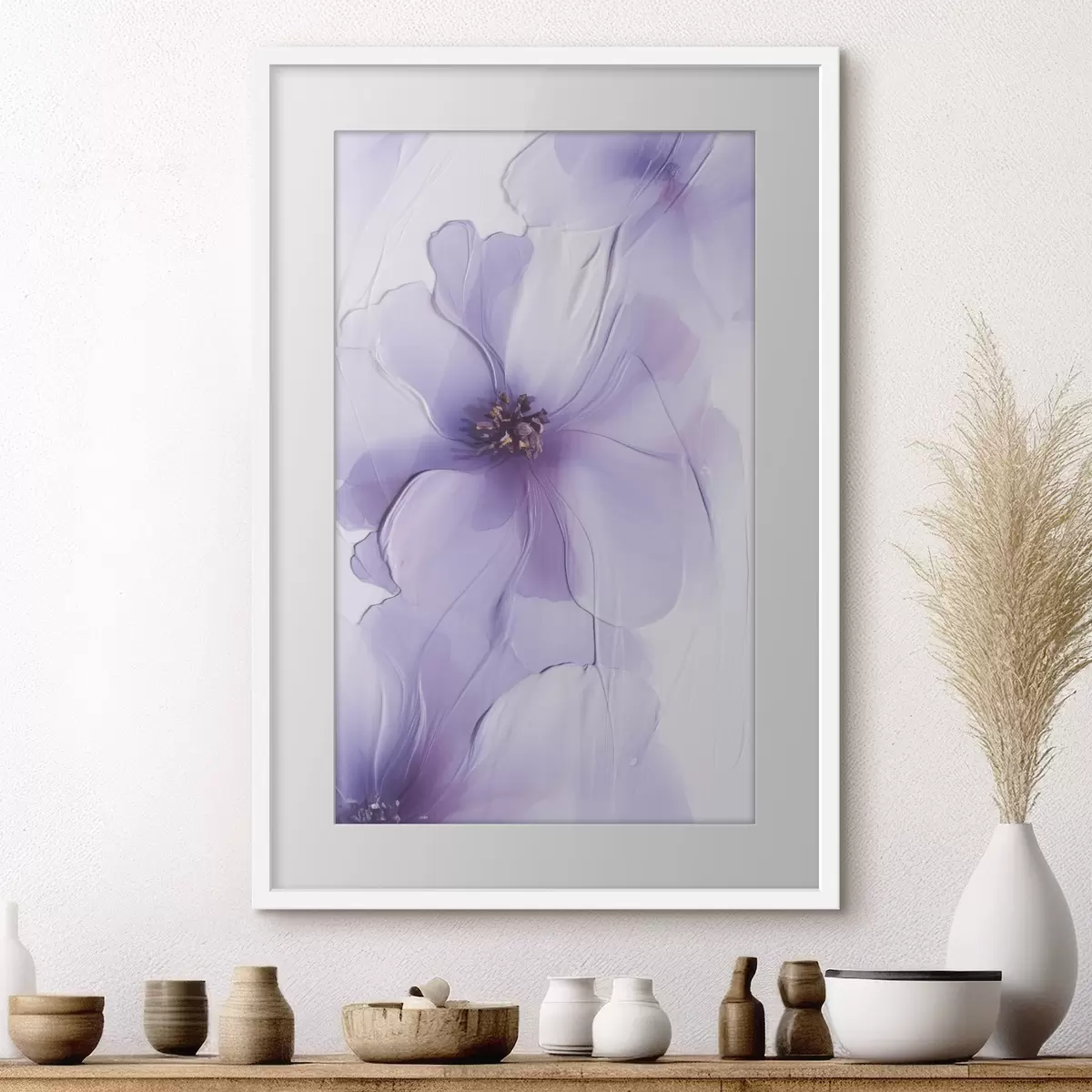 Poster Verfijnde bloemen met gedetailleerde details en een witte achtergrond met textuur f49762