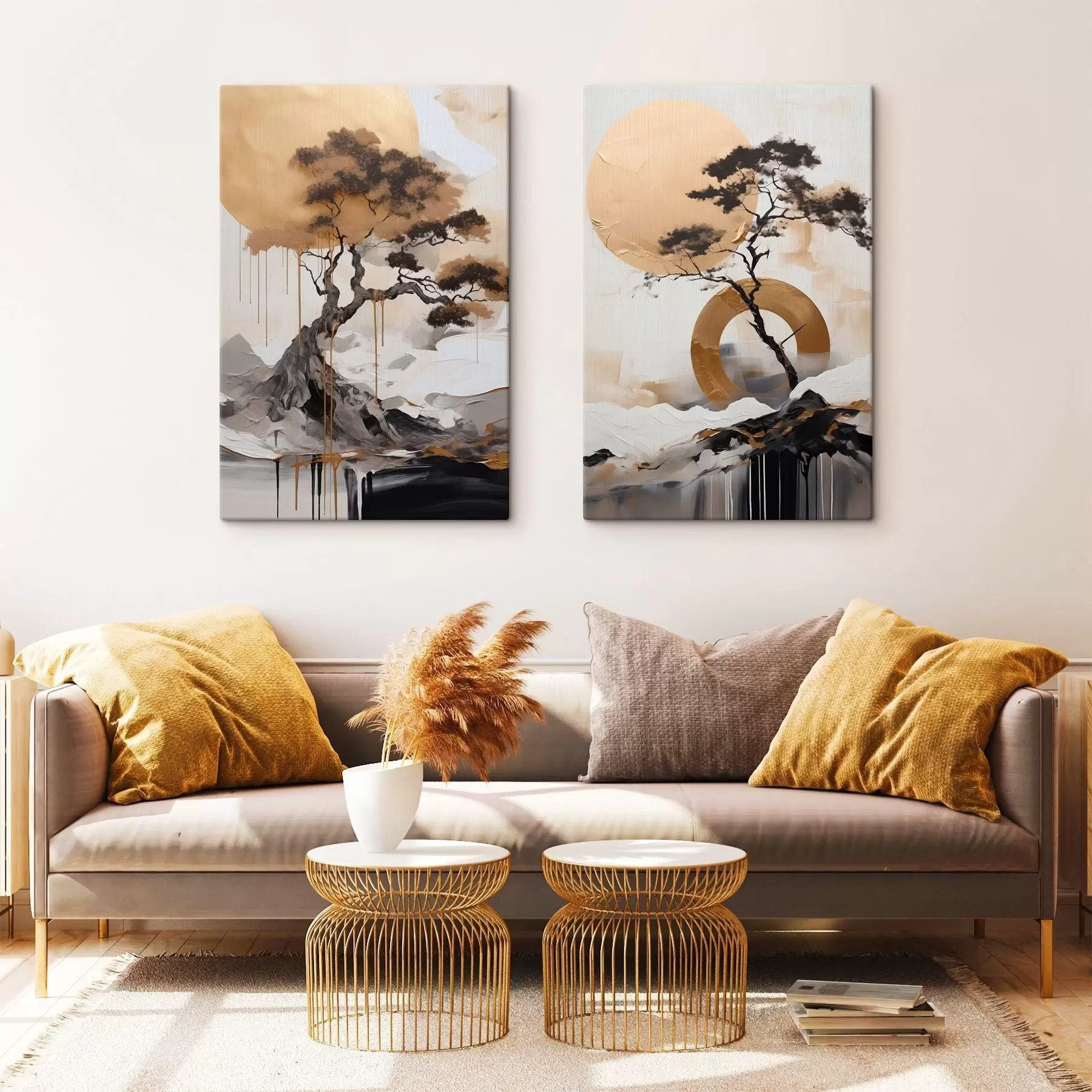  Schilderijen Decoratieve bonsaiboom, abstracte schilderkunst m30688