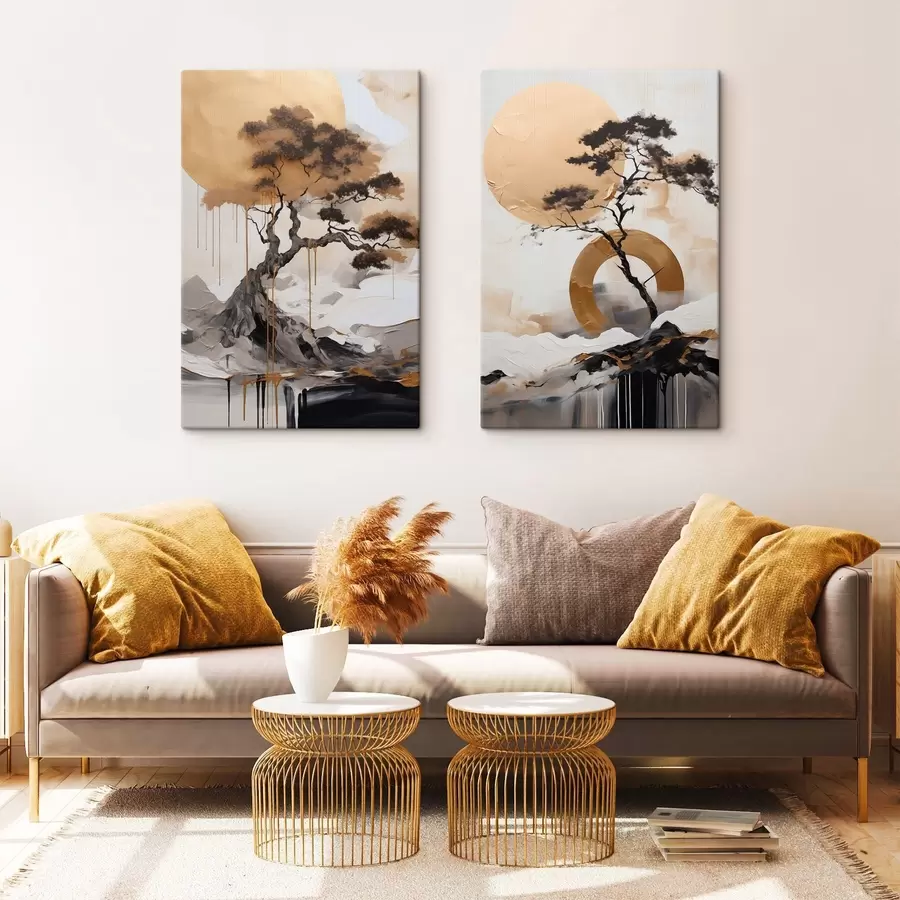  Schilderijen Decoratieve bonsaiboom, abstracte schilderkunst m30688