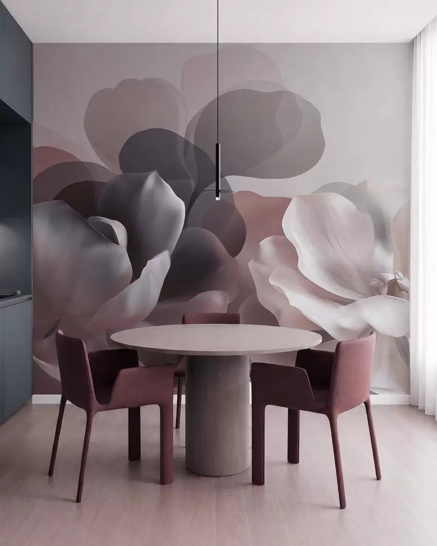 Fotobehang Abstracte bloemcompositie met magnolia’s w09930