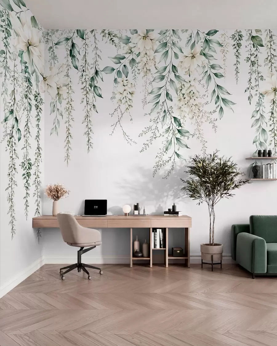 Fotobehang Hangende bloemenslingers w05736