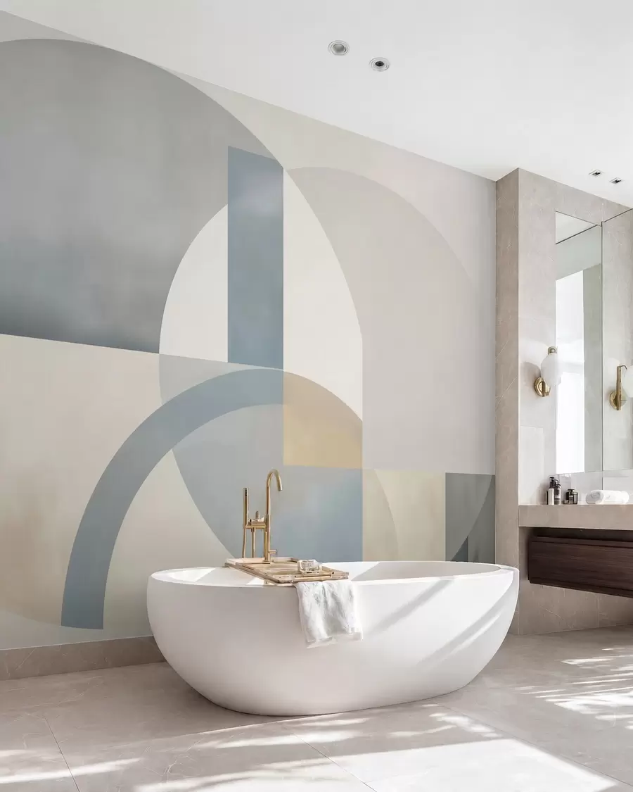 Fotobehang Geometrische abstractie met imitatie van textuur w05778