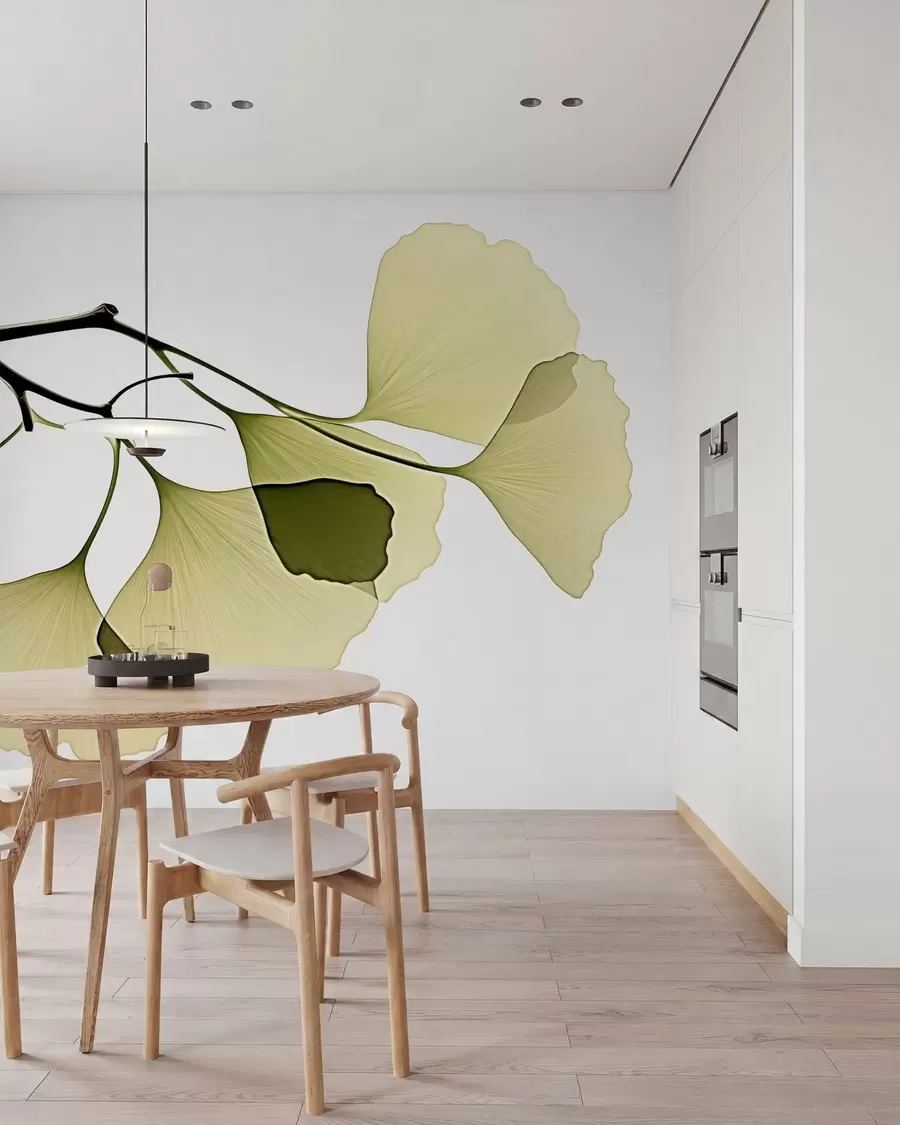 Fotobehang Ginkgo-waaierbladeren w09968