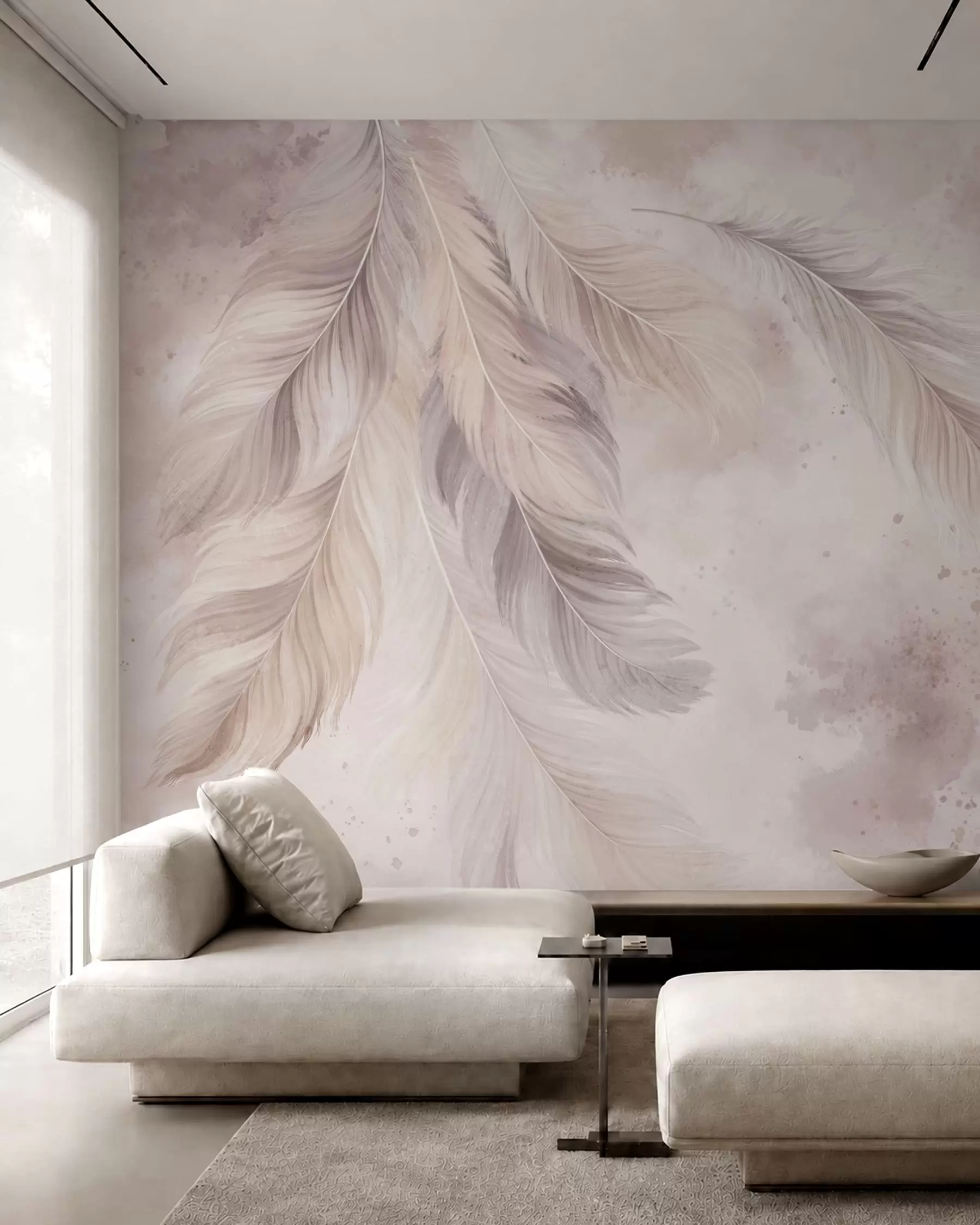 Fotobehang Veren in mauve w05737