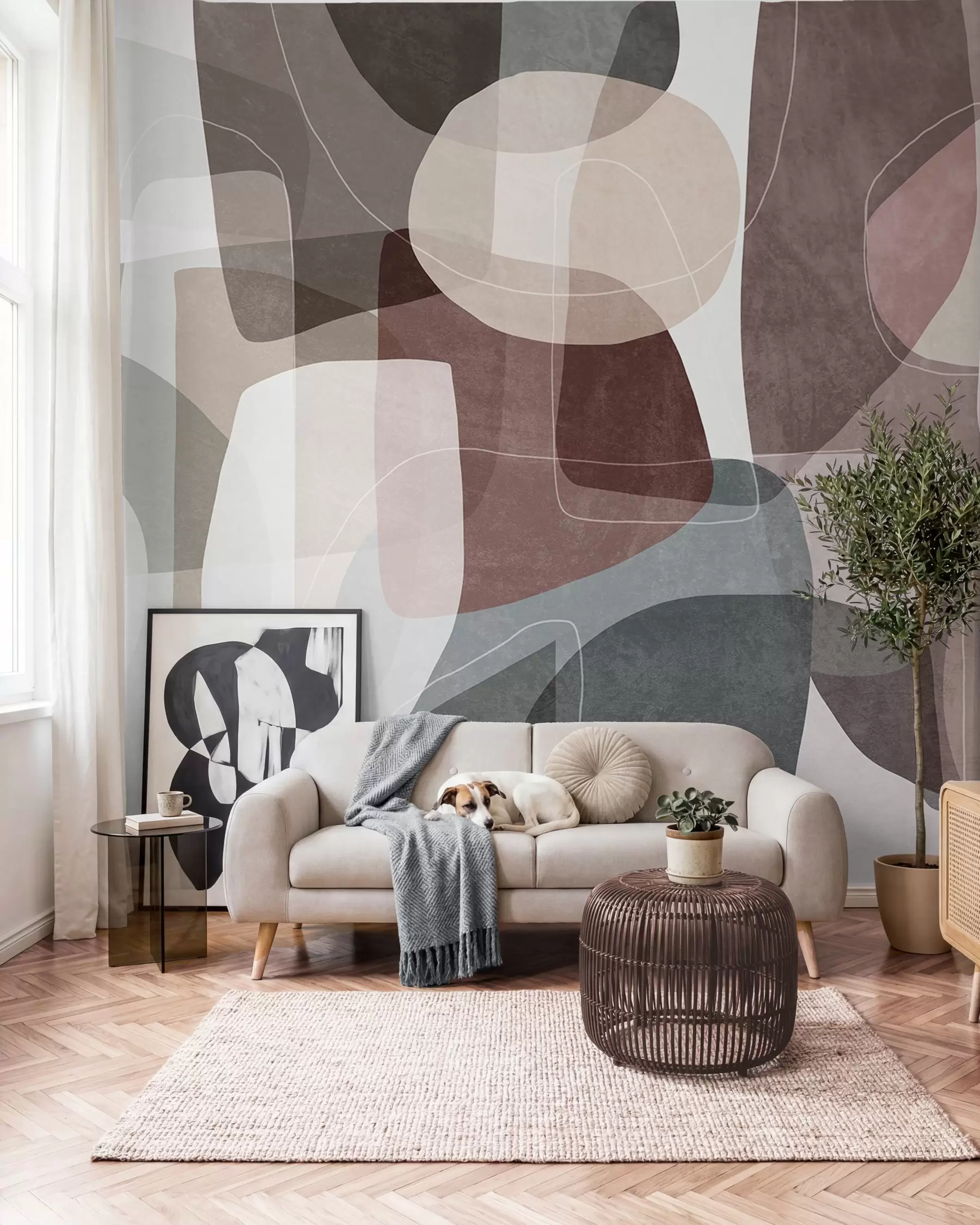 Fotobehang Overlappende aardetinten w09942