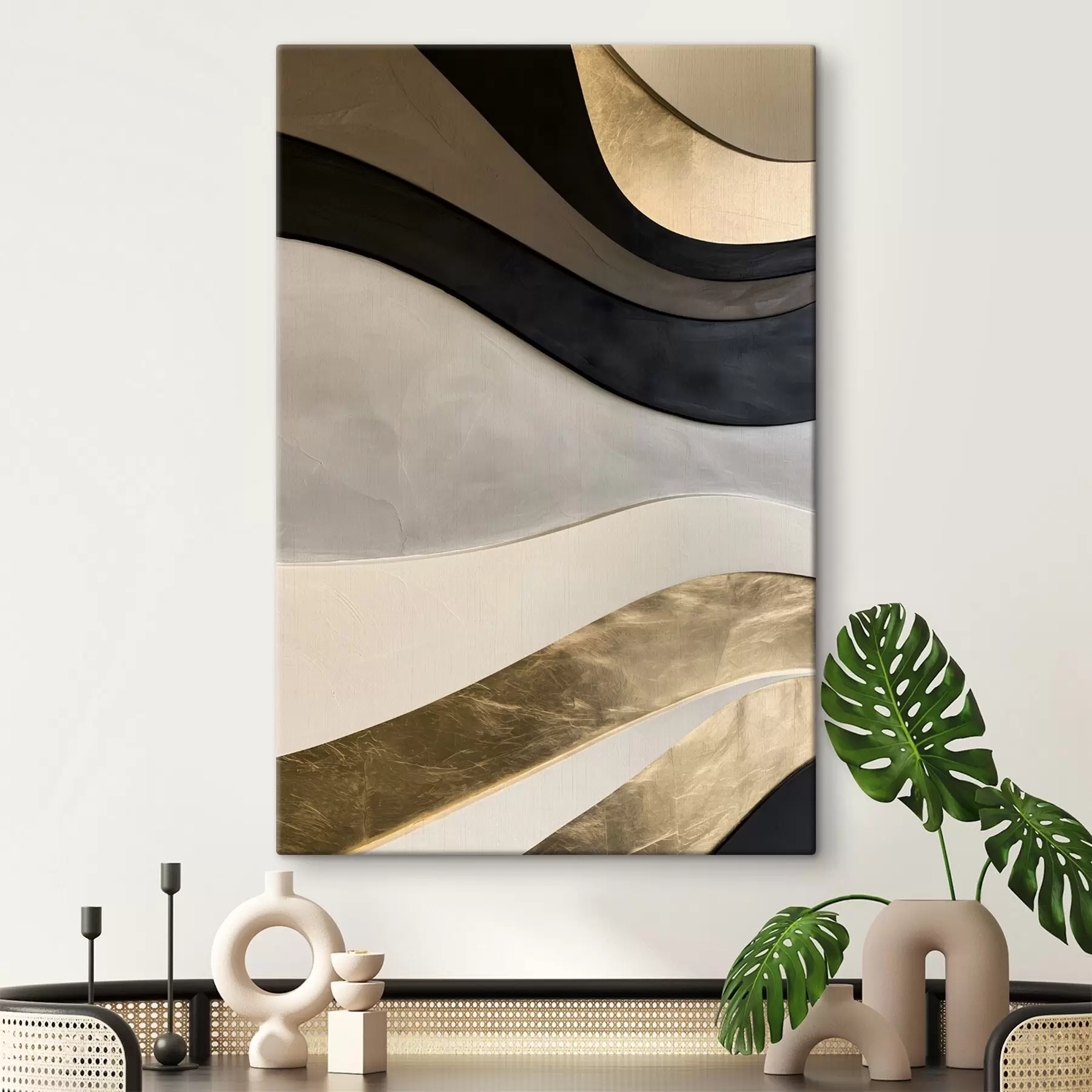  Schilderijen Een imitatie van een reliëfschilderij met golvende lijnen s49868