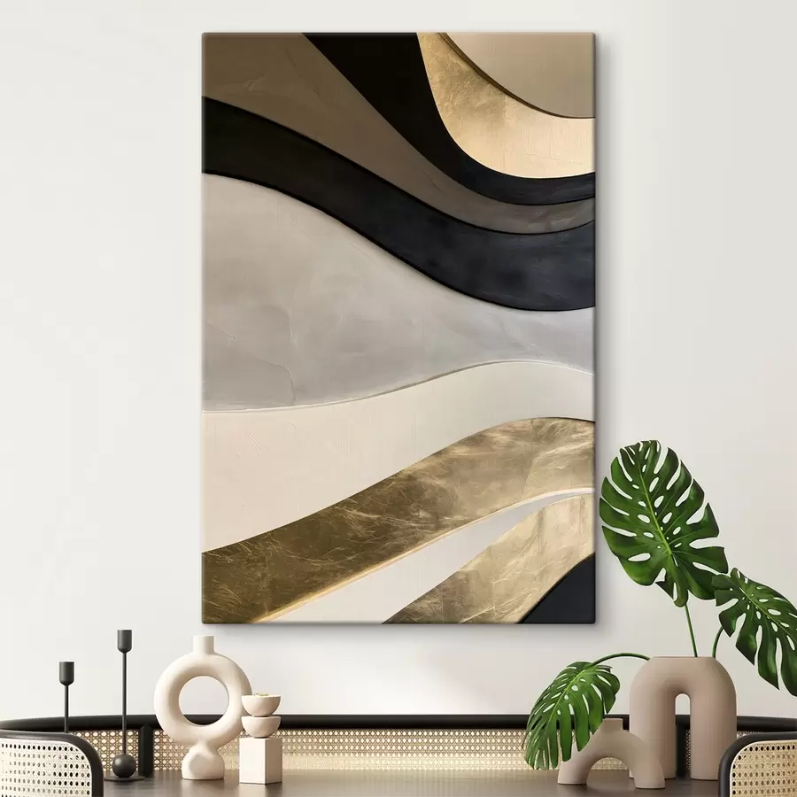  Schilderijen Een imitatie van een reliëfschilderij met golvende lijnen s49868