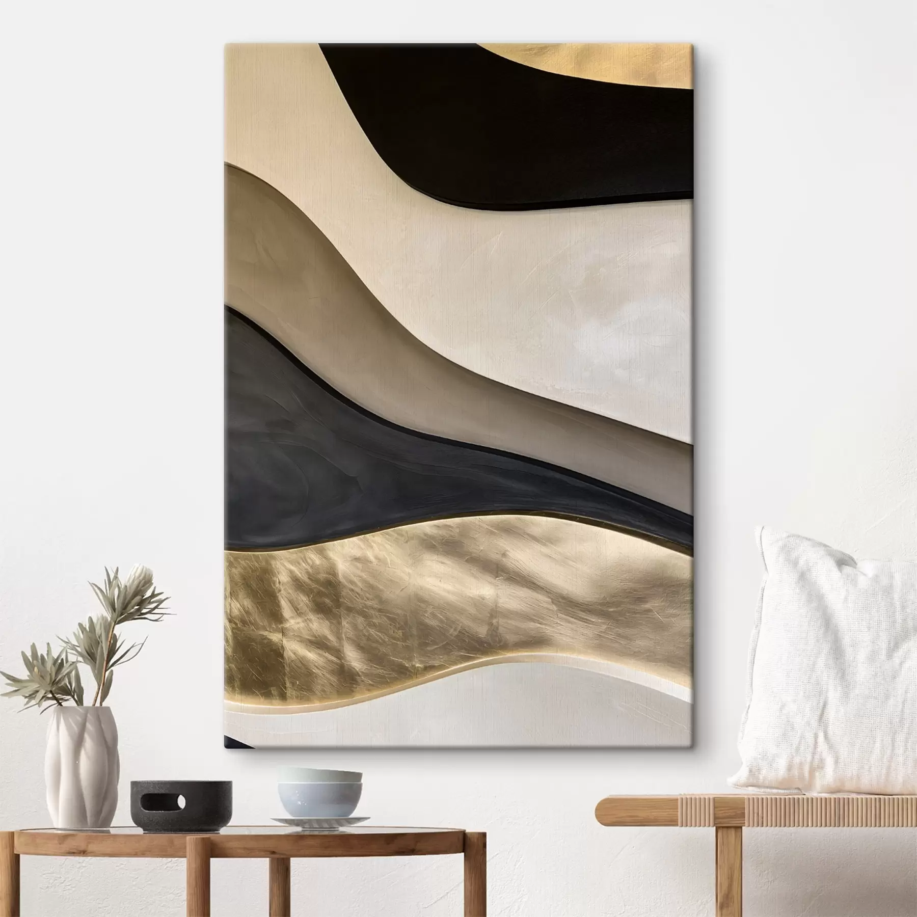 Schilderijen Een imitatie van een reliëfschilderij met golvende lijnen s49870