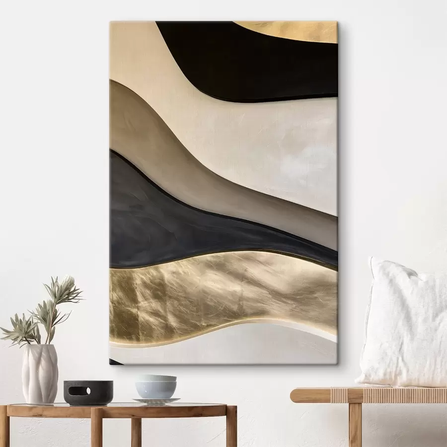  Schilderijen Een imitatie van een reliëfschilderij met golvende lijnen s49870