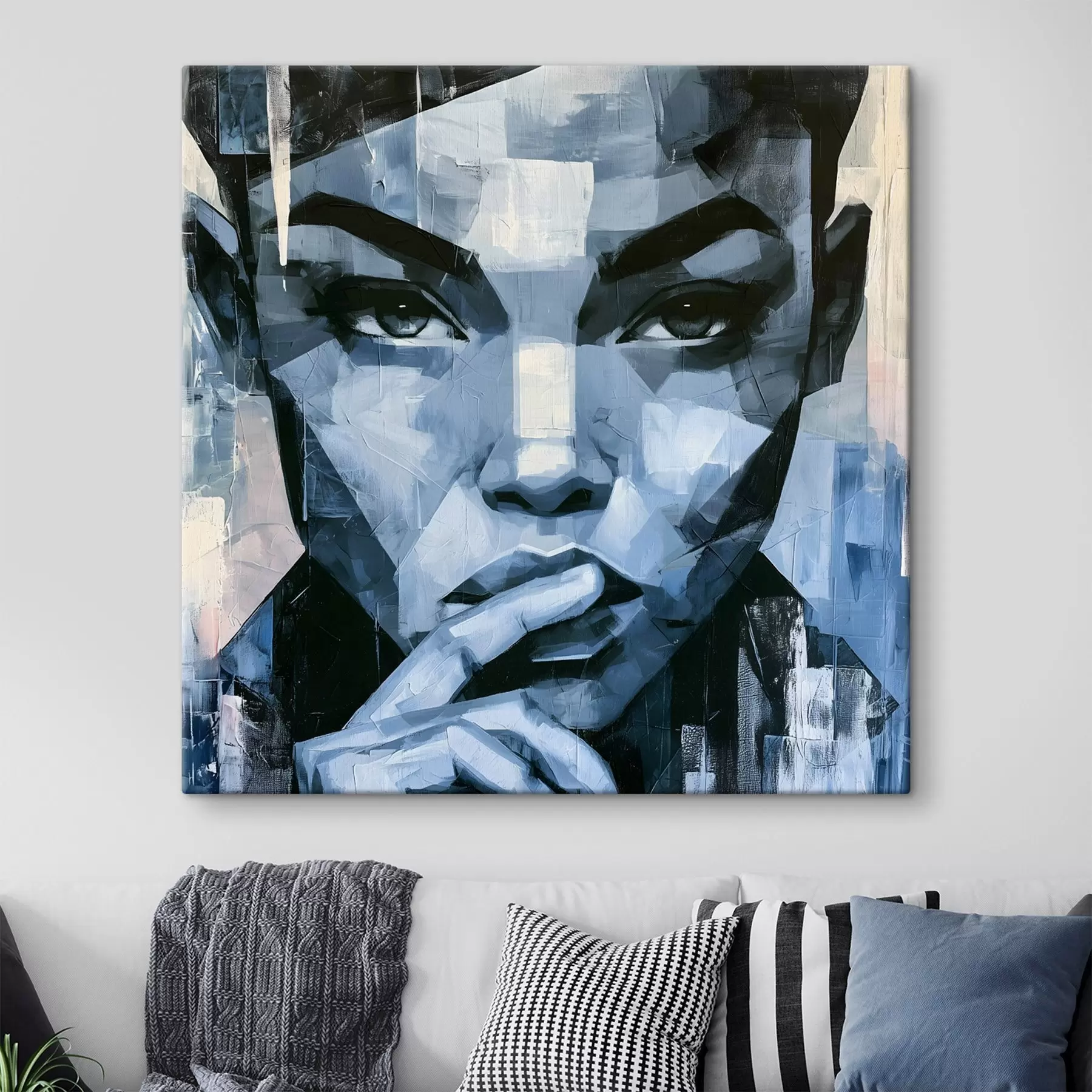  Schilderijen Een abstract portret van een meisje met een doordringende blik s49891