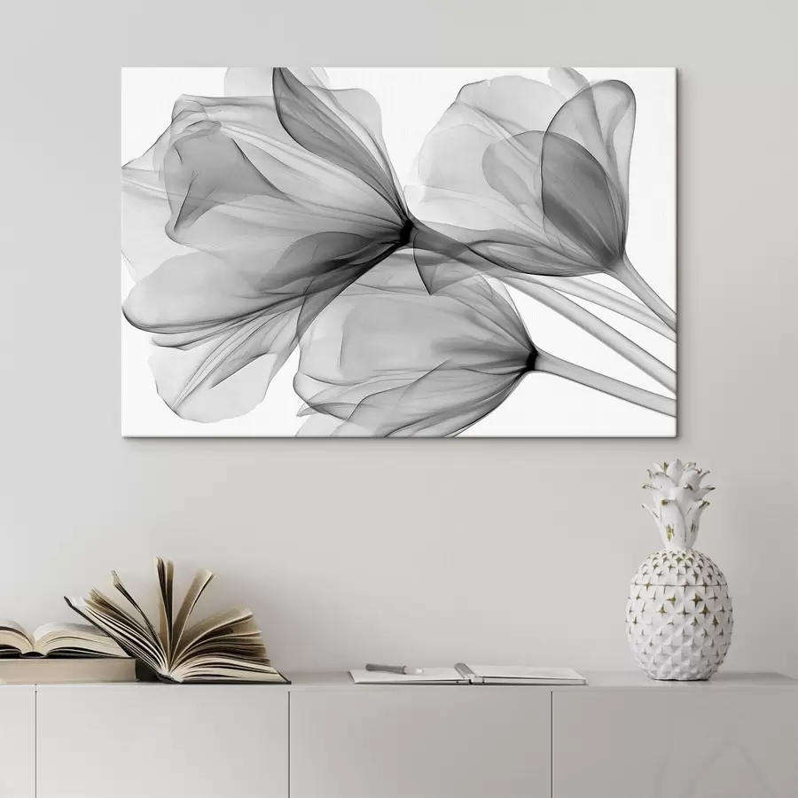  Schilderijen Zwart-witte tulpen in röntgenstijl s49892