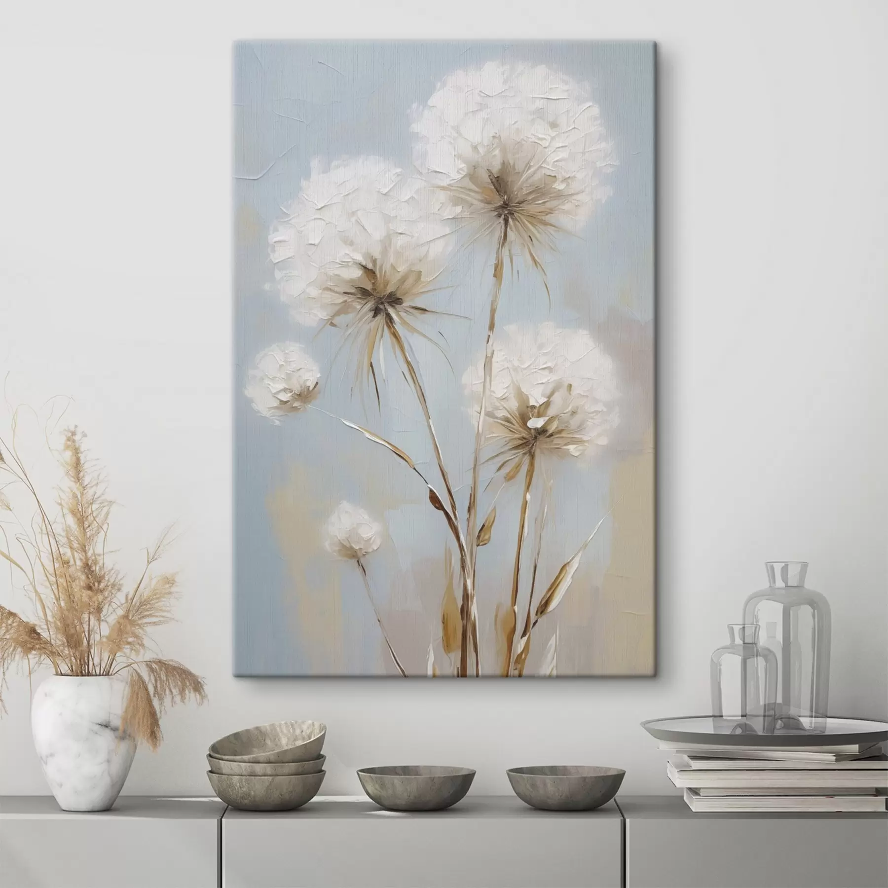 Schilderijen Schilderij in imitatietechniek van paardenbloemen s49895