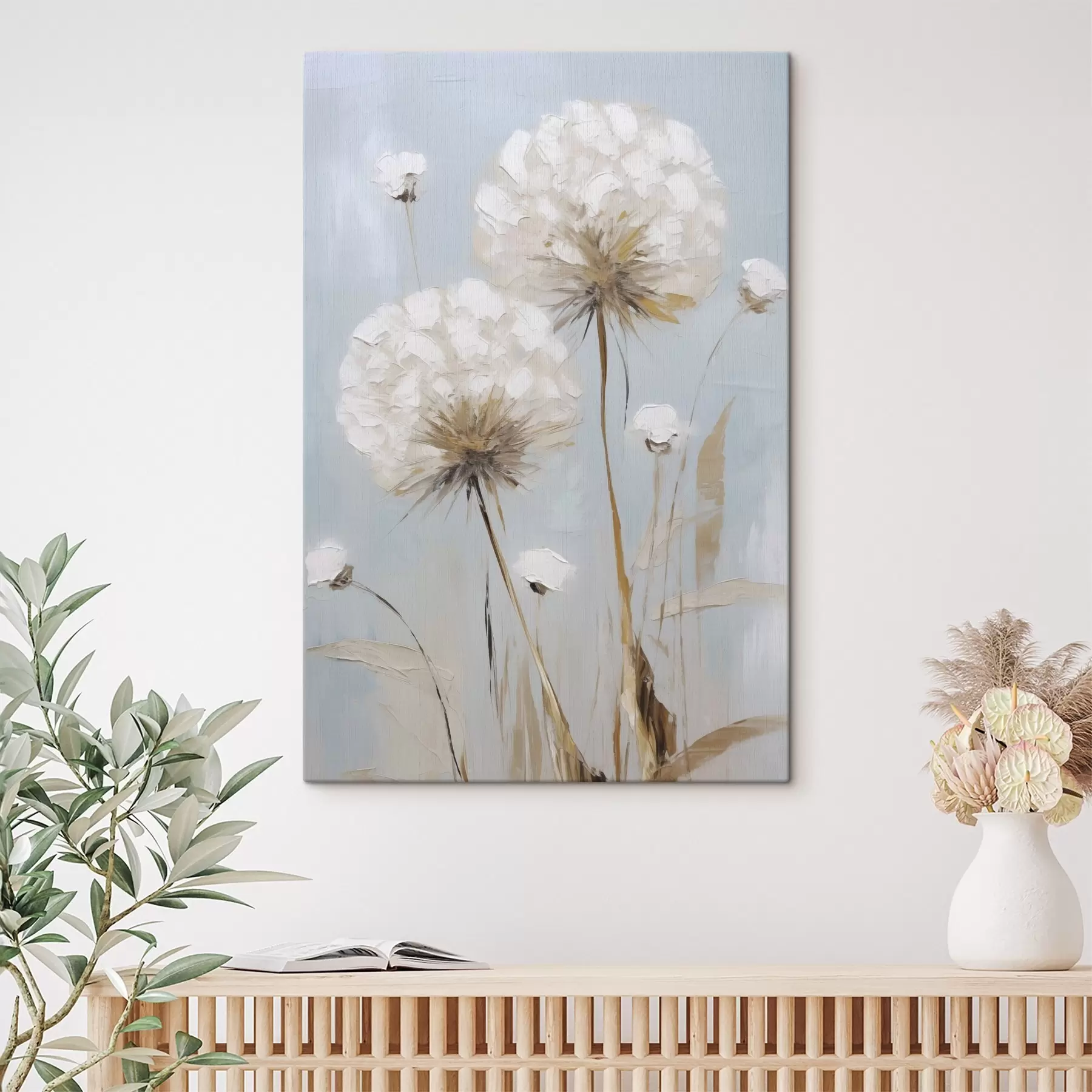  Schilderijen Schilderij in imitatietechniek van paardenbloemen s49896