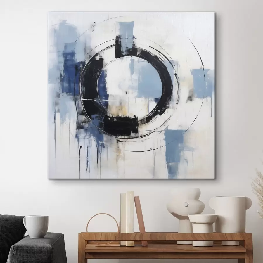  Schilderijen Abstracte compositie met een cirkelvormig patroon, schilderijimitatie s49899