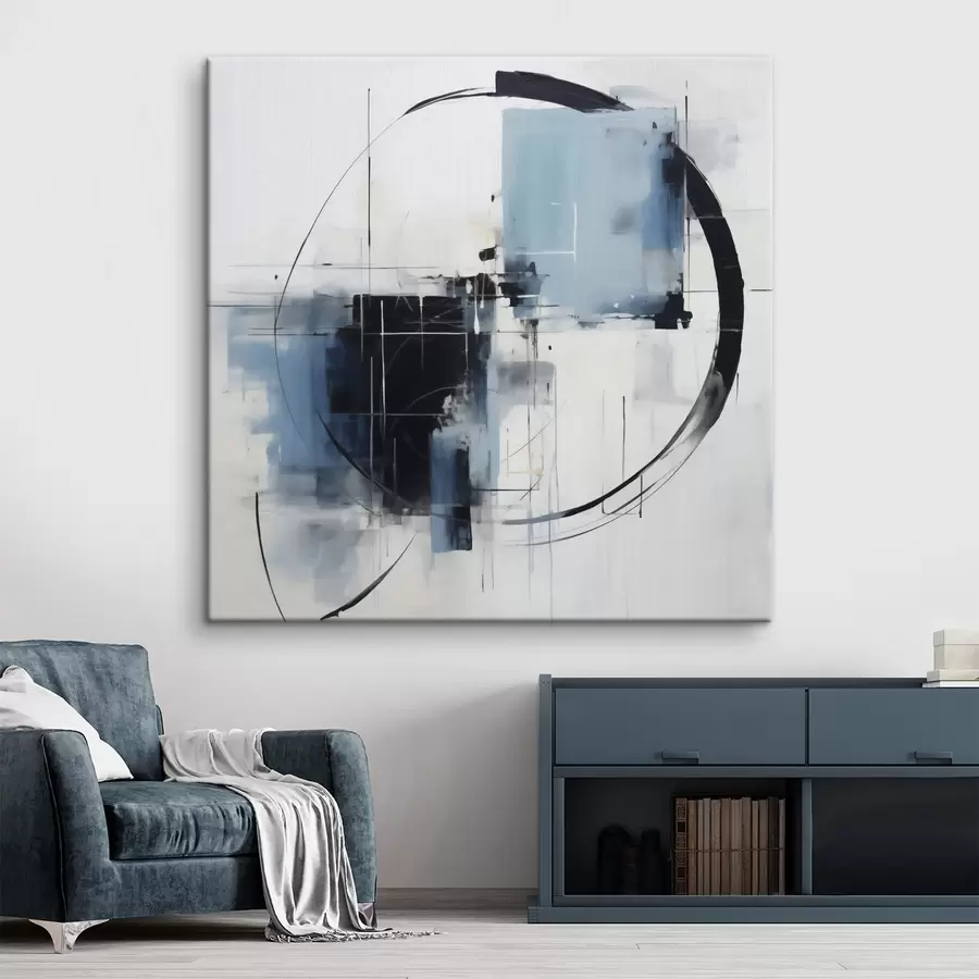  Schilderijen Abstracte compositie met een cirkelvormig patroon, schilderijimitatie s49900