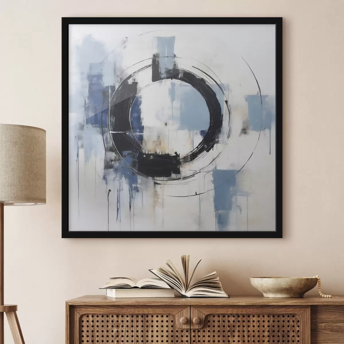 Poster Abstracte compositie met een cirkelvormig patroon, schilderijimitatie f49899