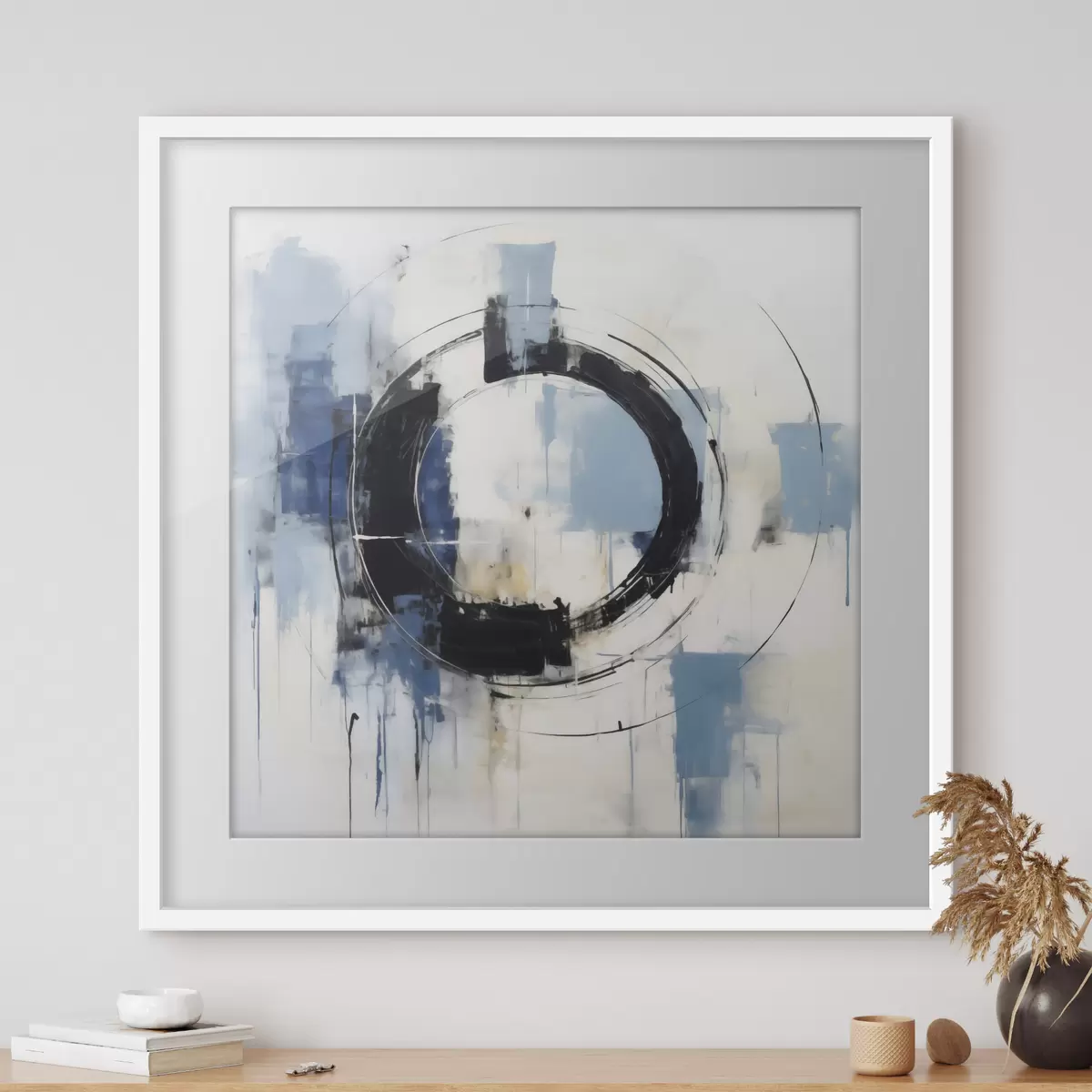 Poster Abstracte compositie met een cirkelvormig patroon, schilderijimitatie f49899