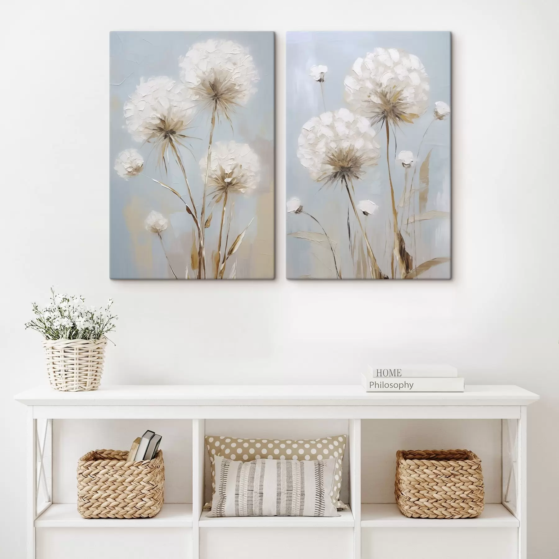  Schilderijen Schilderij in imitatietechniek van paardenbloemen m30731