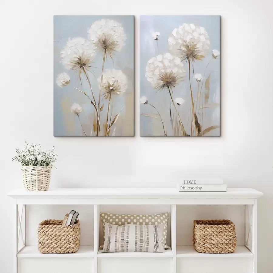  Schilderijen Schilderij in imitatietechniek van paardenbloemen m30731