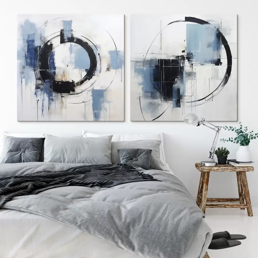 Fotobehang Abstracte compositie met een cirkelvormig patroon, schilderijimitatie m30733