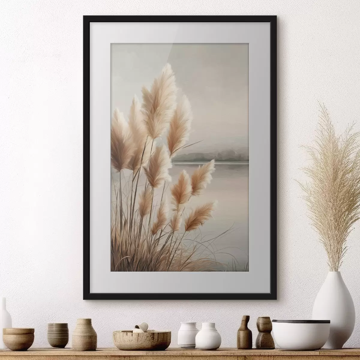 Poster Pampasgras aan de rivier f49925