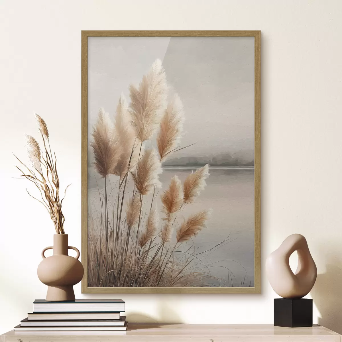 Poster Pampasgras aan de rivier f49925