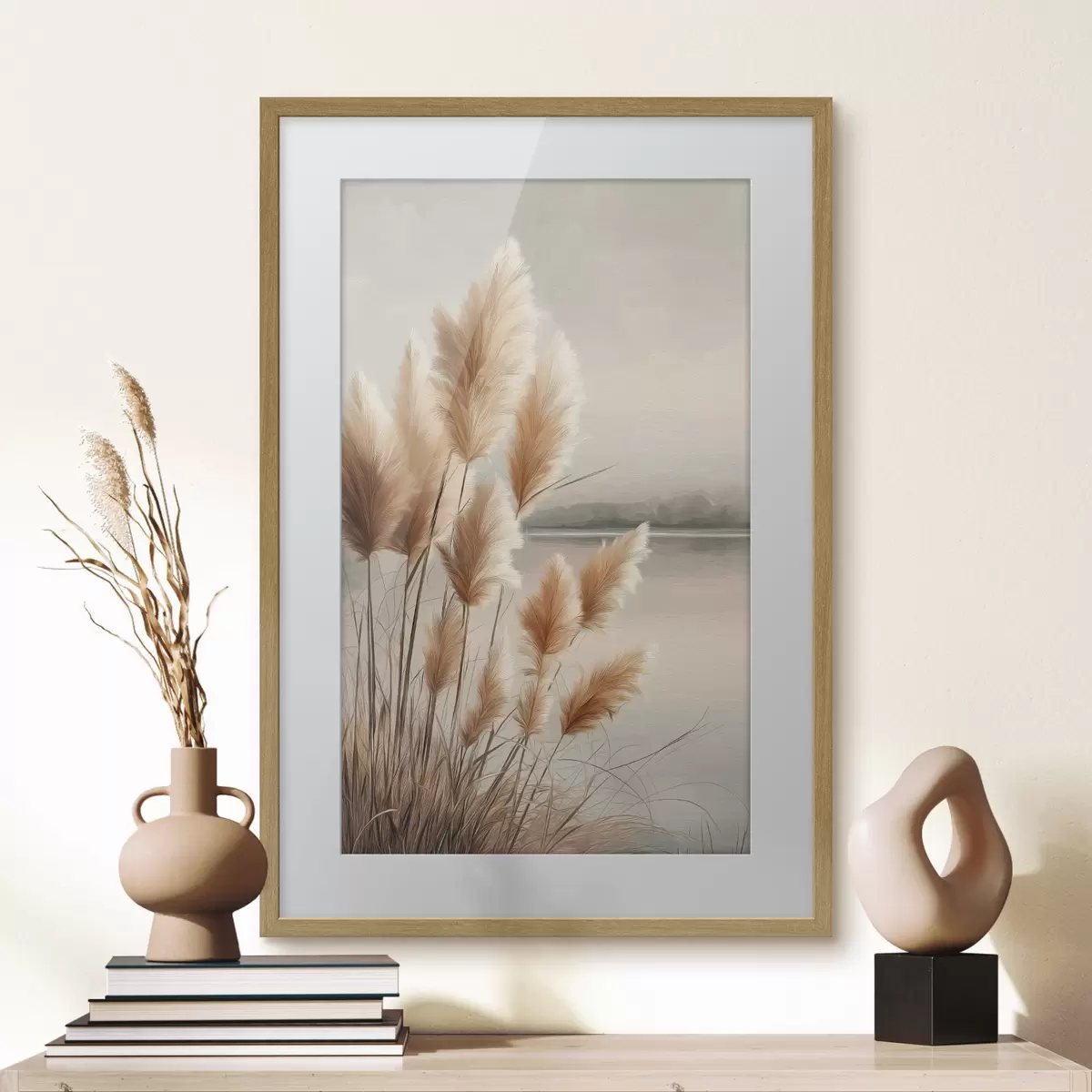 Poster Pampasgras aan de rivier f49925
