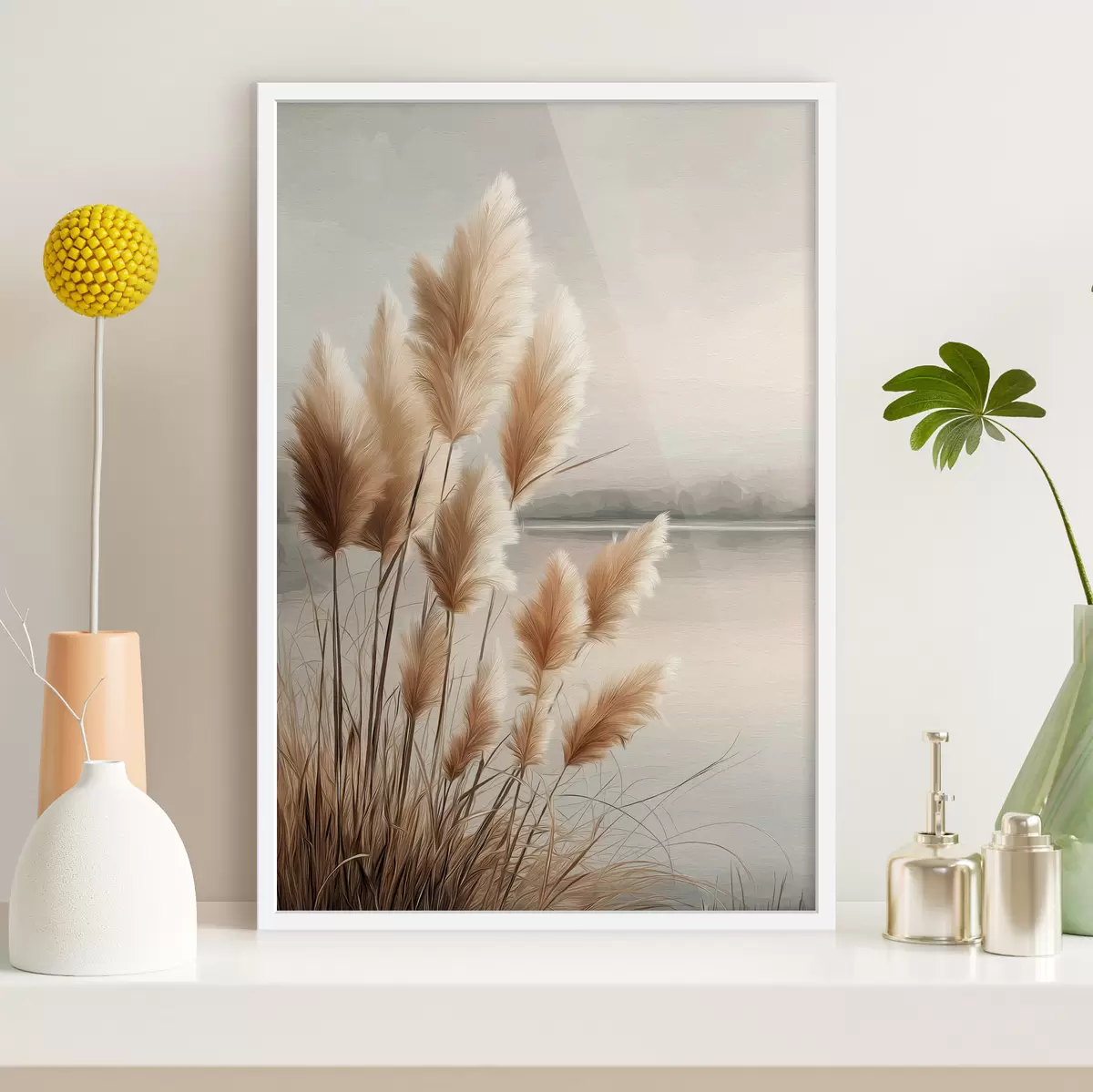 Poster Pampasgras aan de rivier f49925