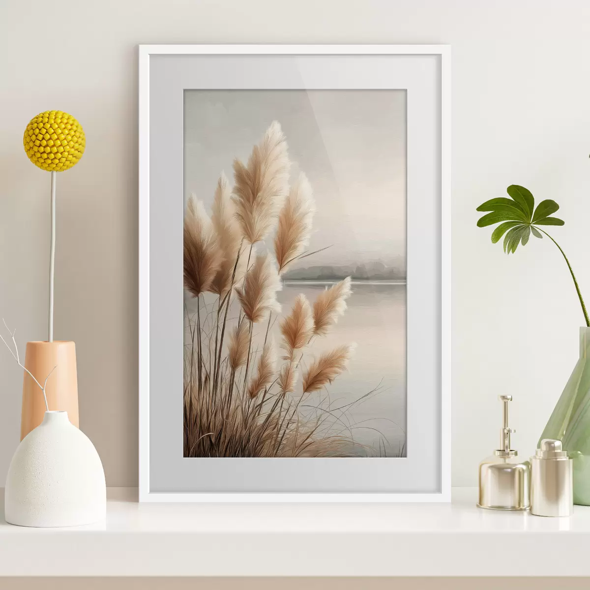 Poster Pampasgras aan de rivier f49925