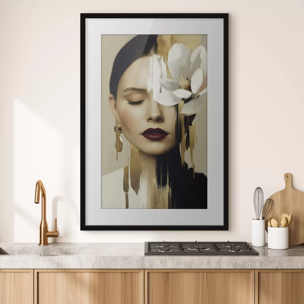 Poster Een meisje met een bloem in haar haar f49933