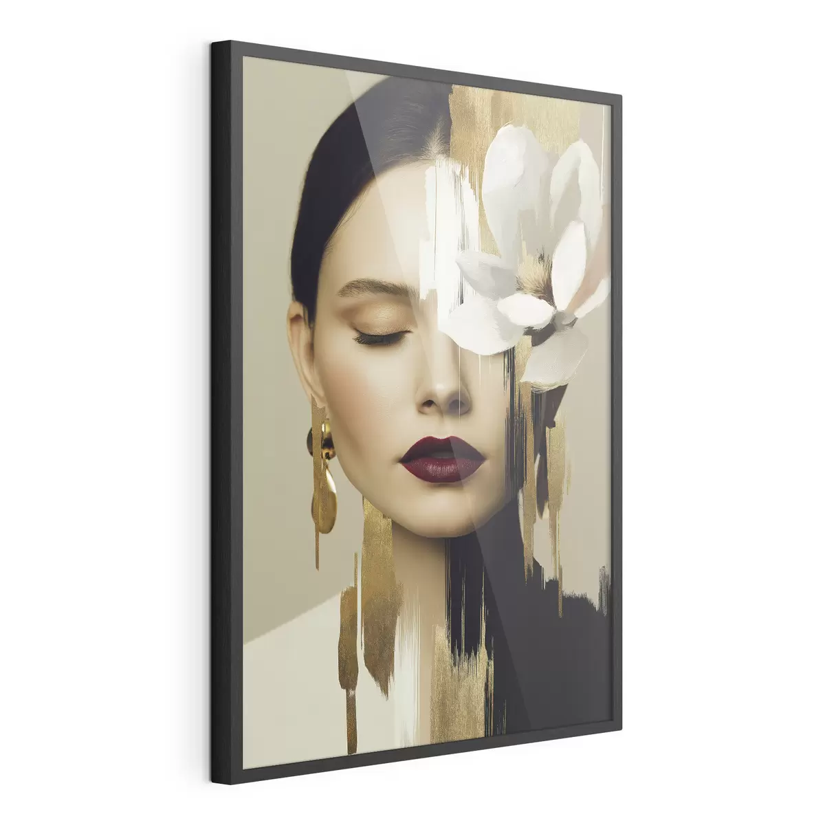 Poster Een meisje met een bloem in haar haar f49933