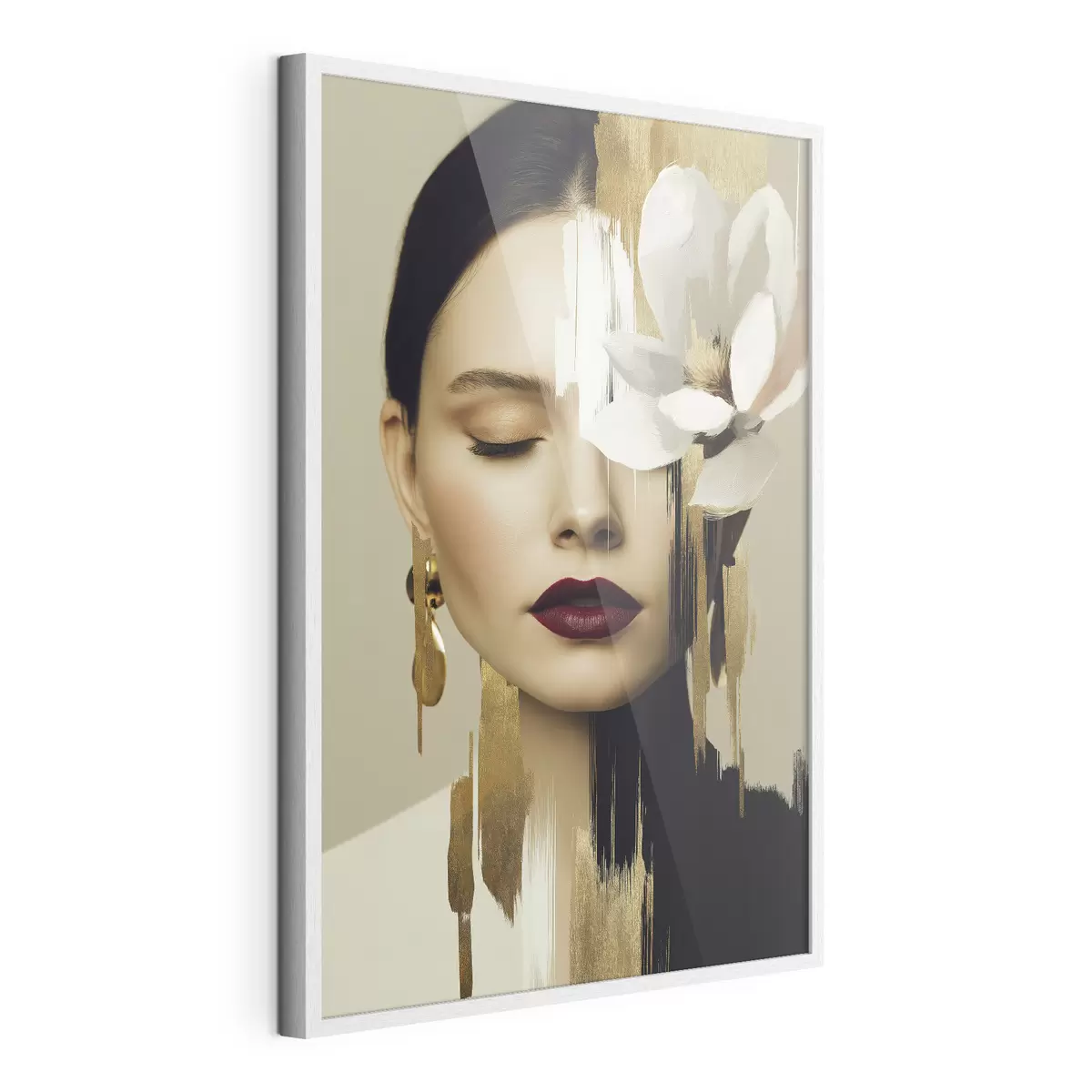 Poster Een meisje met een bloem in haar haar f49933