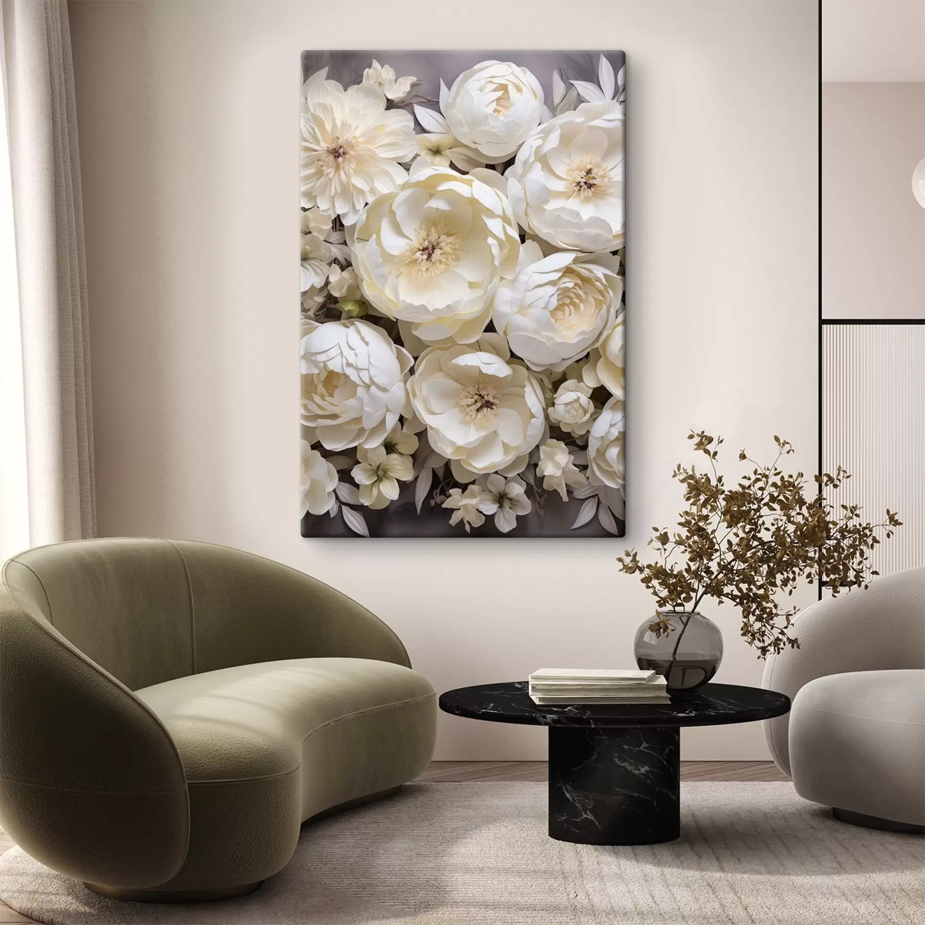  Schilderijen Witte pioenrozen s50034