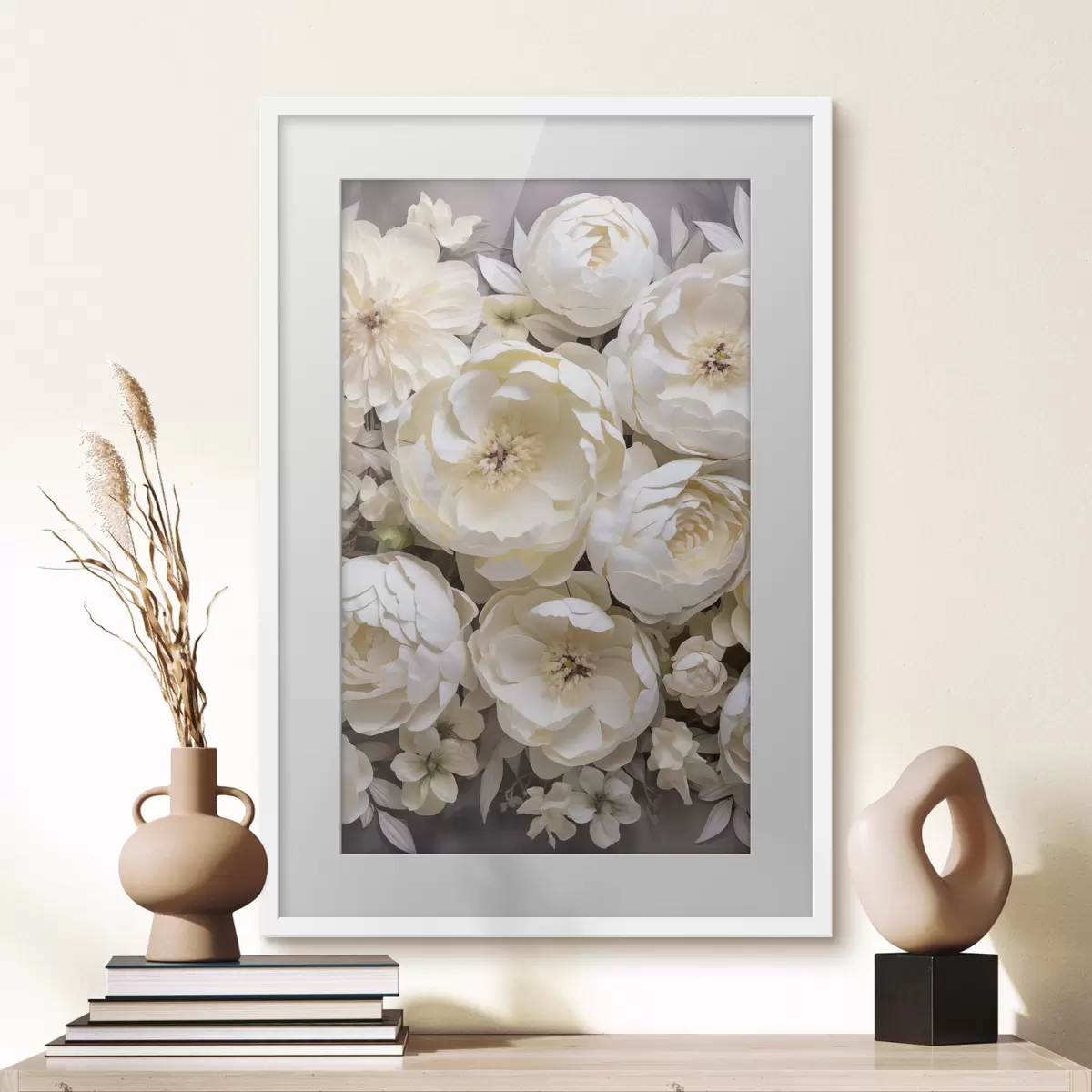 Poster Witte pioenrozen f50034