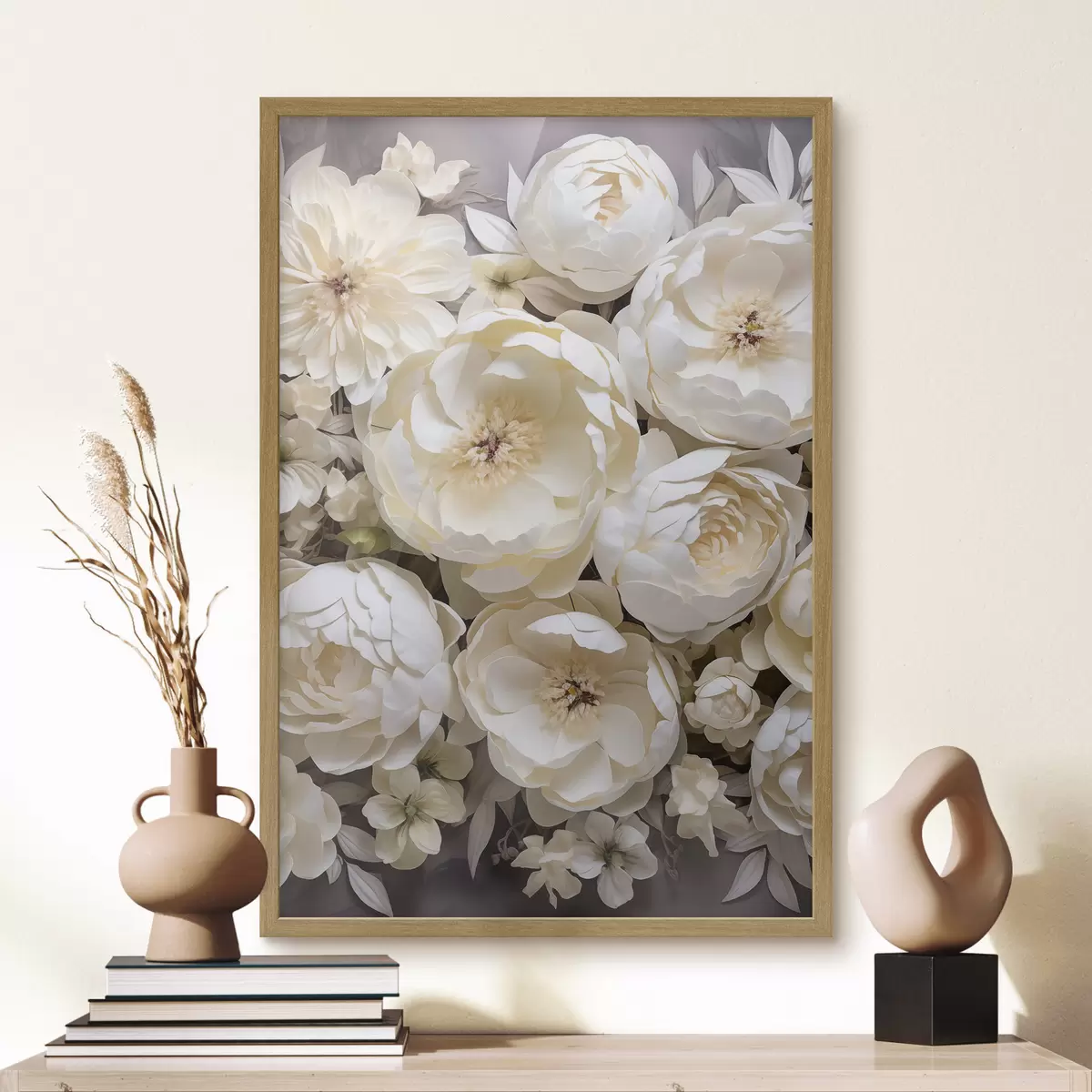 Poster Witte pioenrozen f50034