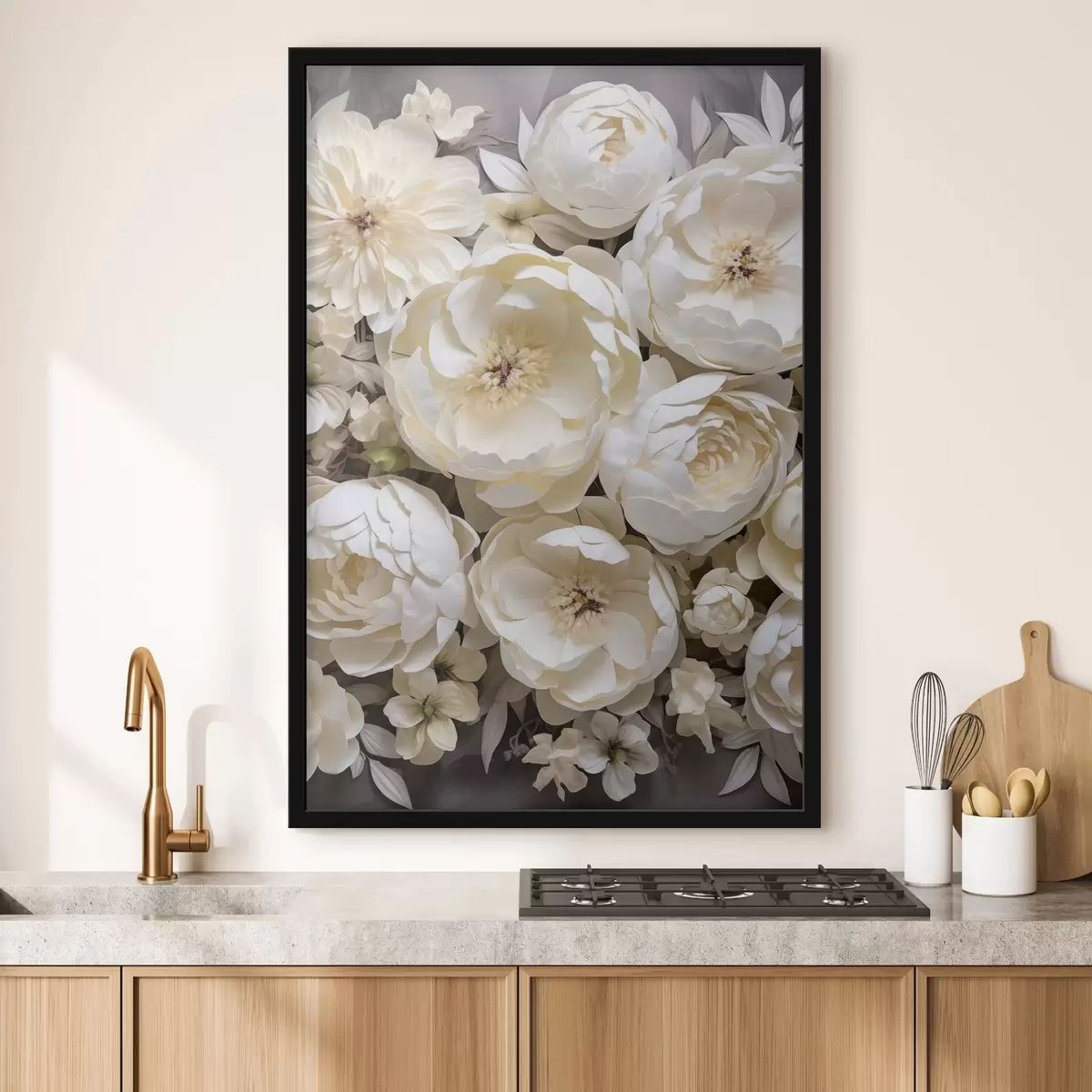 Poster Witte pioenrozen f50034