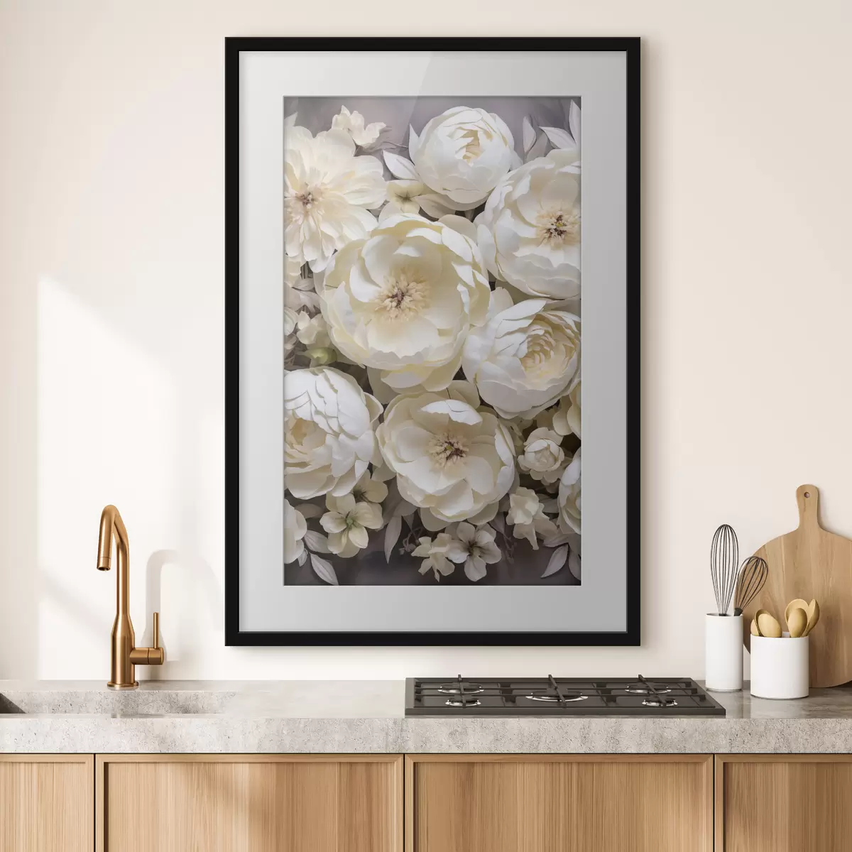 Poster Witte pioenrozen f50034
