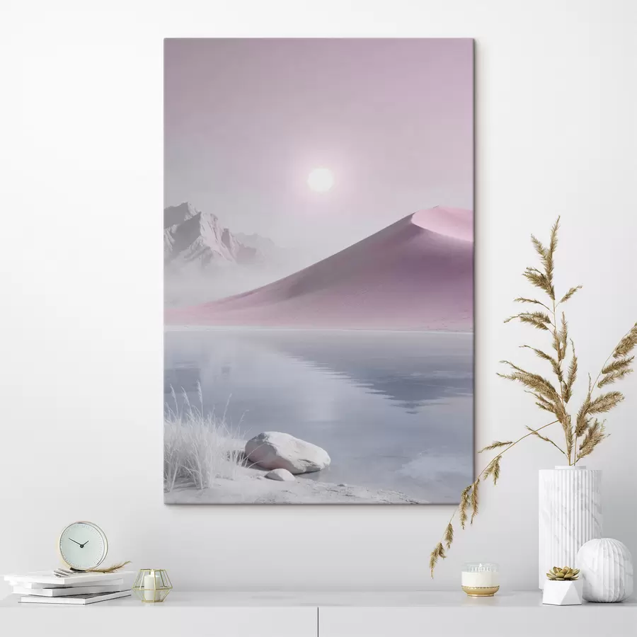  Schilderijen Bergmeer bij een zandheuvel in pasteltinten s49725