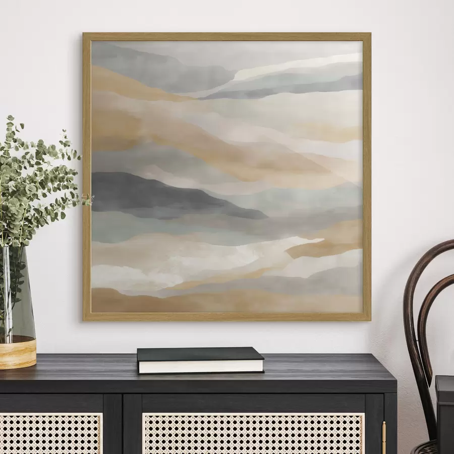 Fotobehang Heuvels in warme en grijze tinten in aquarelstijl f49713