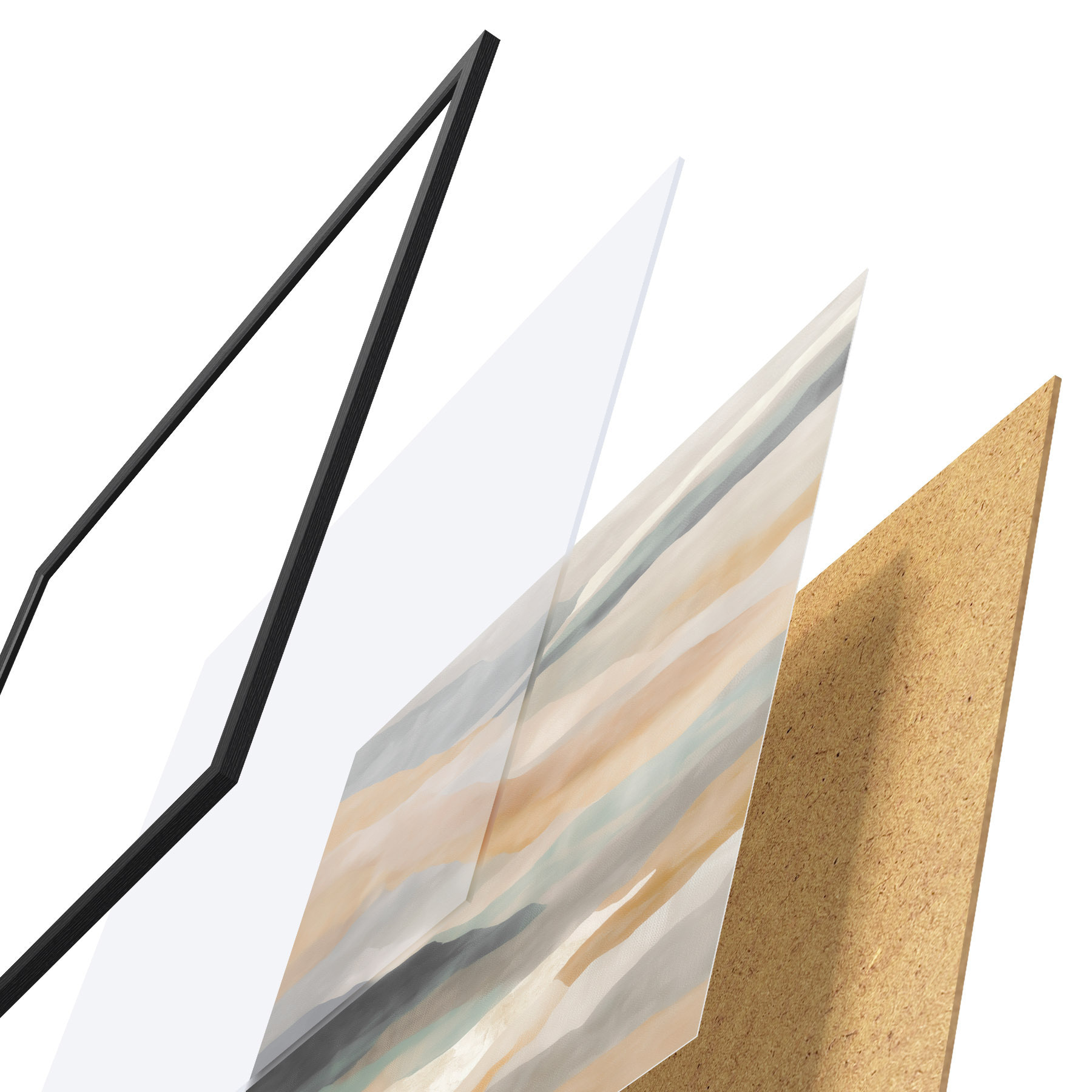 Poster Heuvels in warme en grijze tinten in aquarelstijl f49713