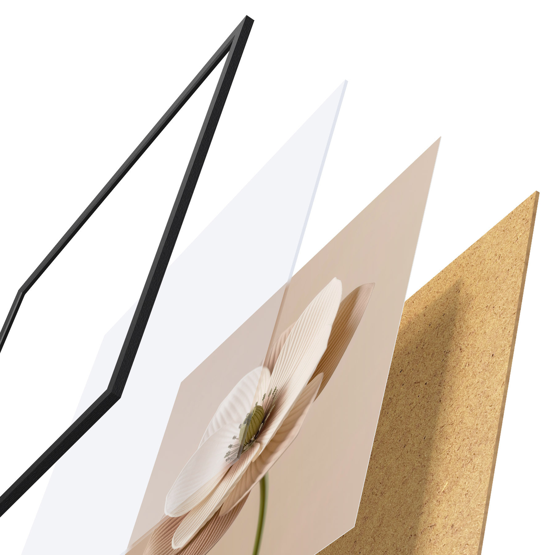 Poster Bloem met gestructureerde bloemblaadjes in een beige kleurenpalet, in minimalistische stijl f49719