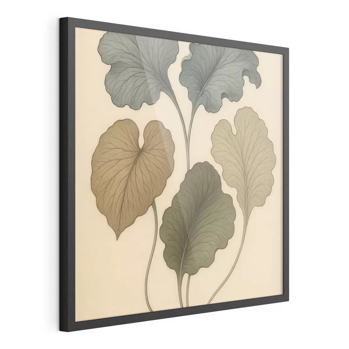 Poster Sierbladeren in ingetogen tinten op een beige achtergrond f49721