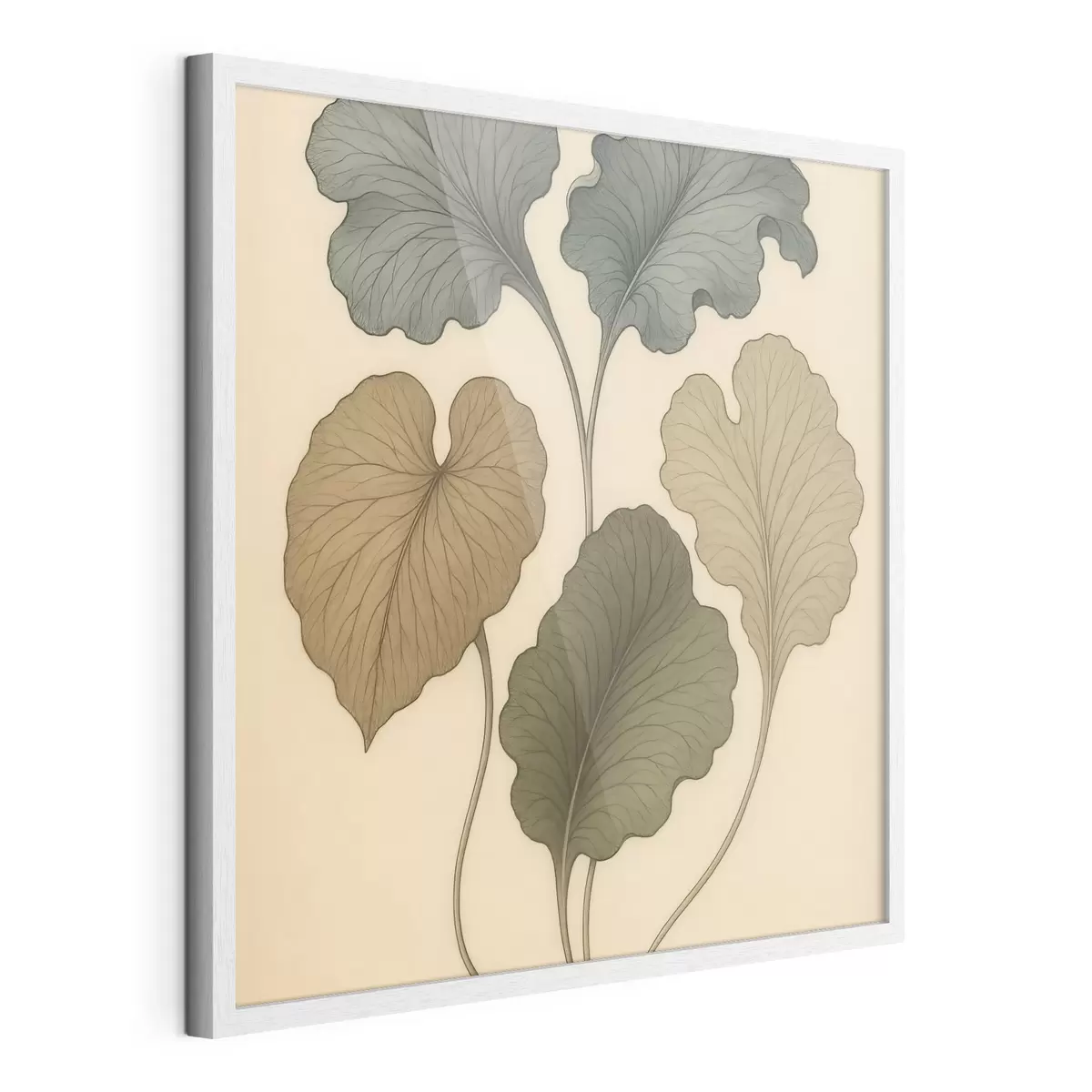 Poster Sierbladeren in ingetogen tinten op een beige achtergrond f49721