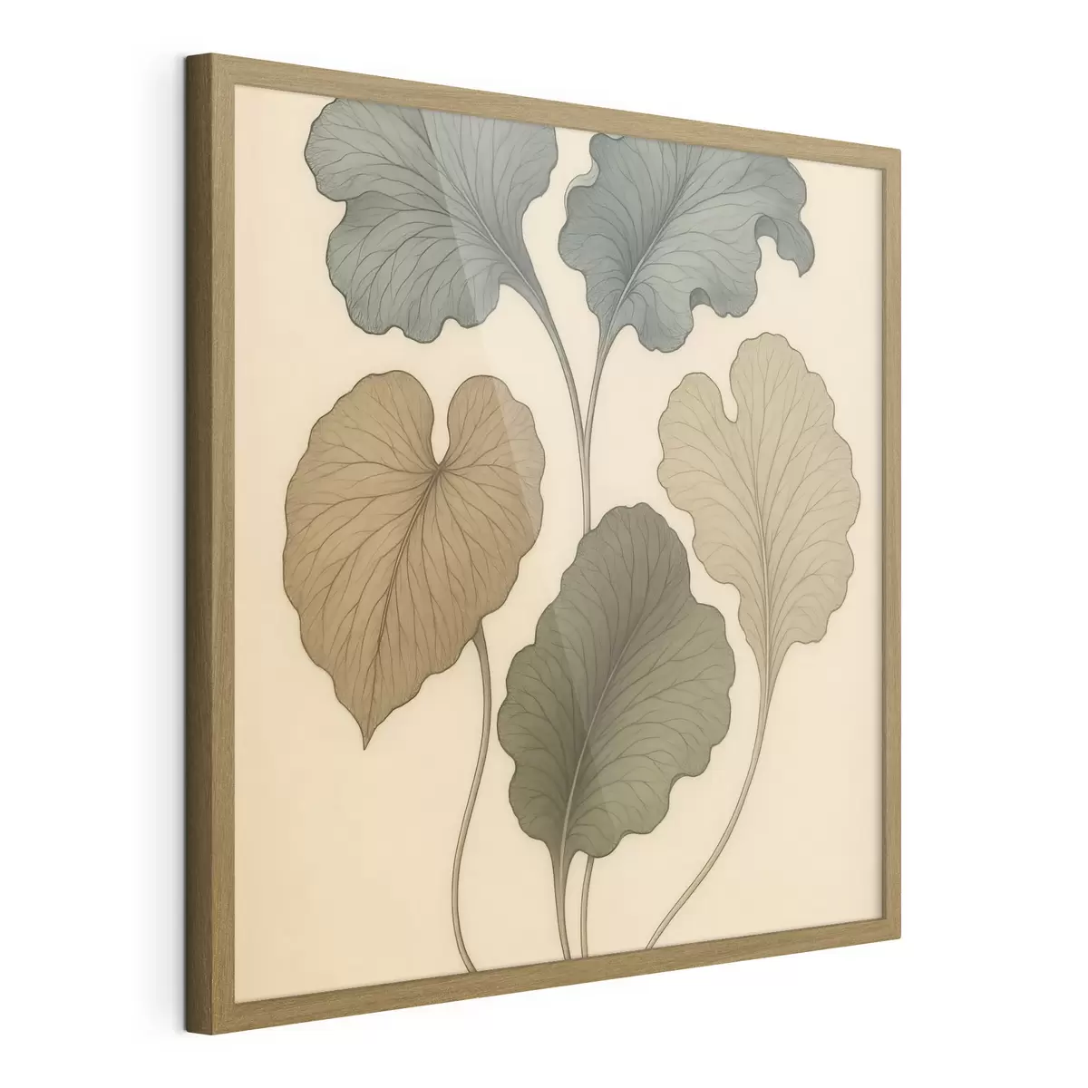 Poster Sierbladeren in ingetogen tinten op een beige achtergrond f49721