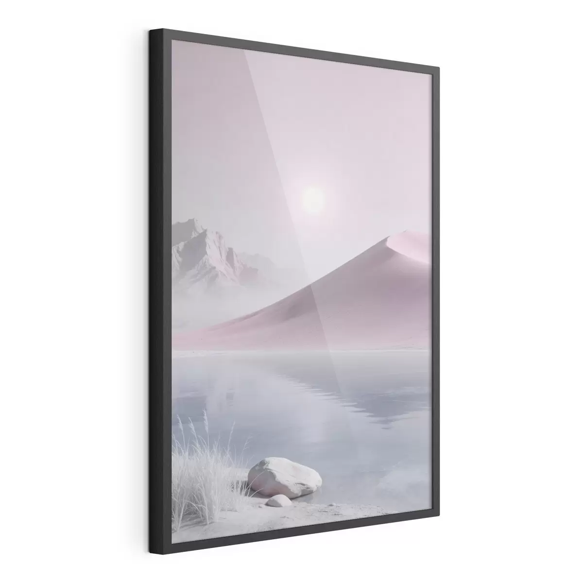 Poster Bergmeer bij een zandheuvel in pasteltinten f49725