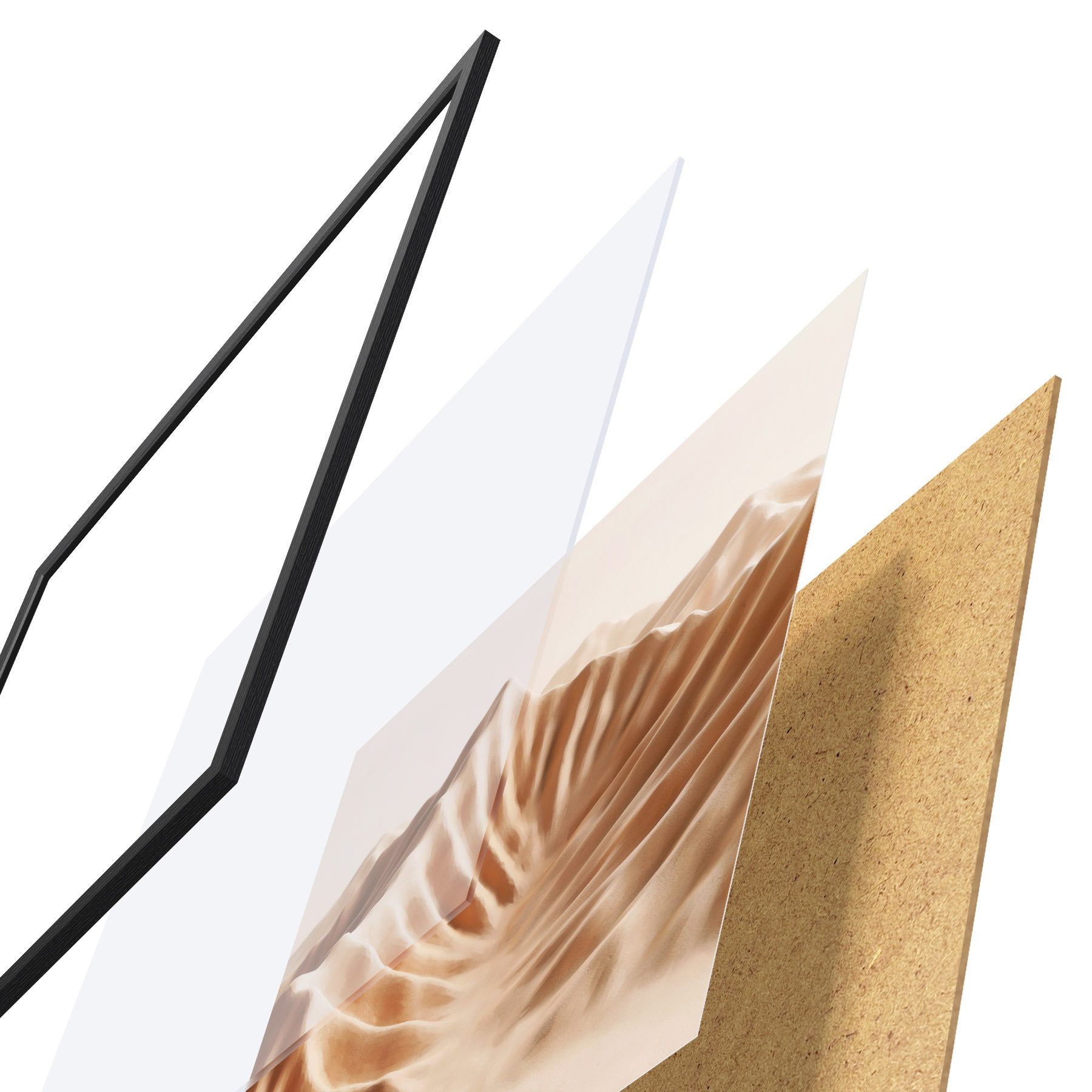 Poster Decoratieve, gestructureerde duinen in een beige kleurenpalet in hedendaagse kunststijl f49728