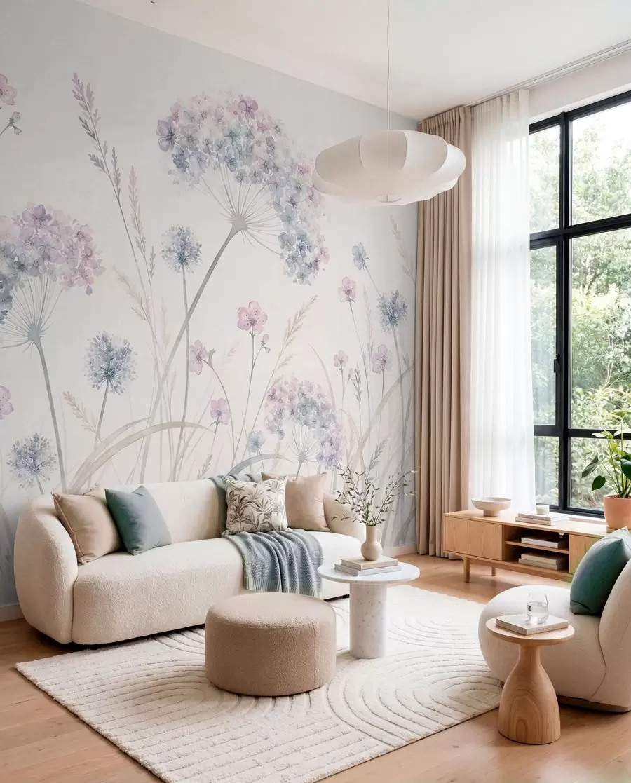 Fotobehang Blauwe weidebloemen w05731